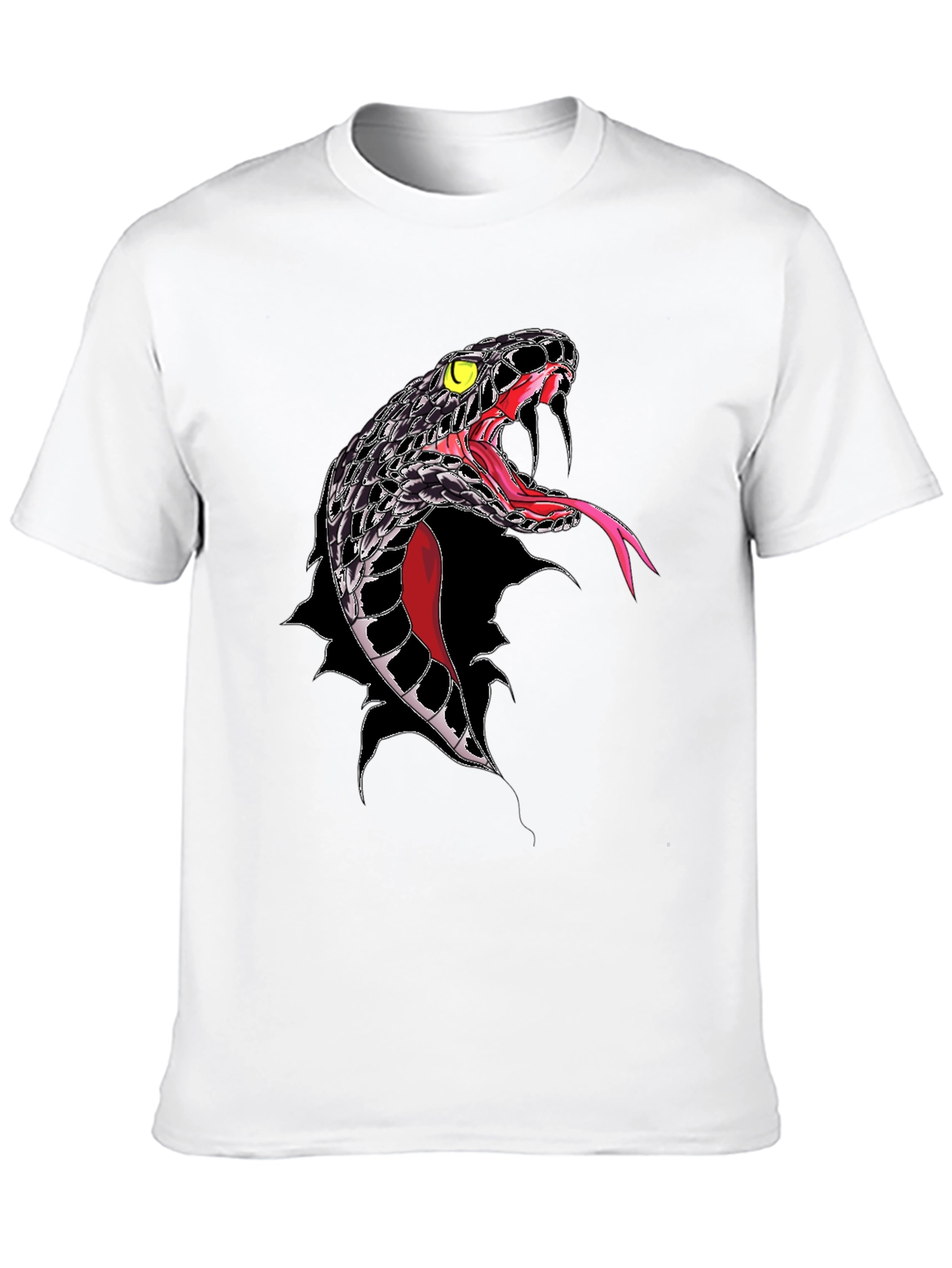 Mens Black Snake Graphic T-Shirt - Bold Reptile Design