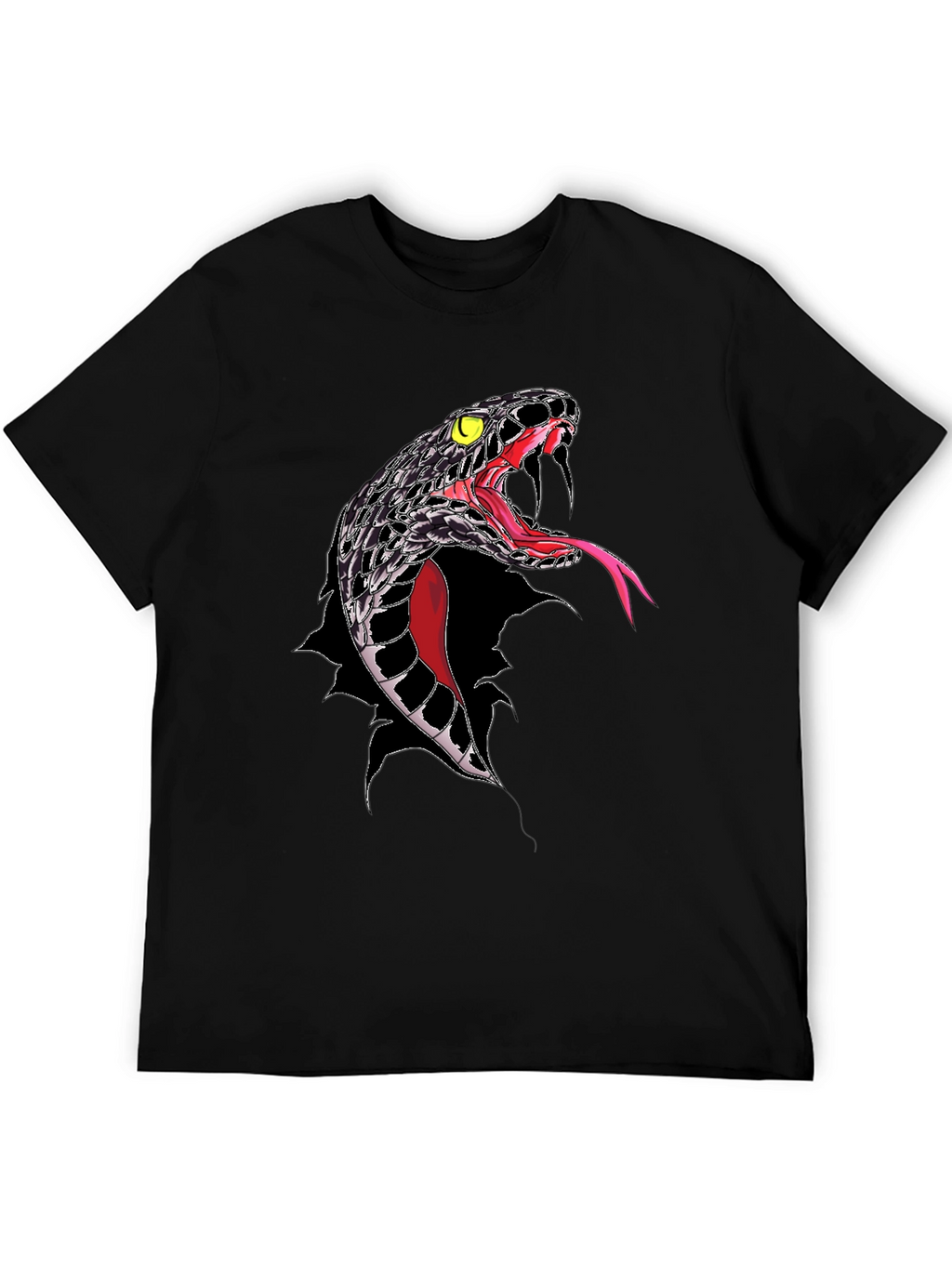 Mens Black Snake Graphic T-Shirt - Bold Reptile Design