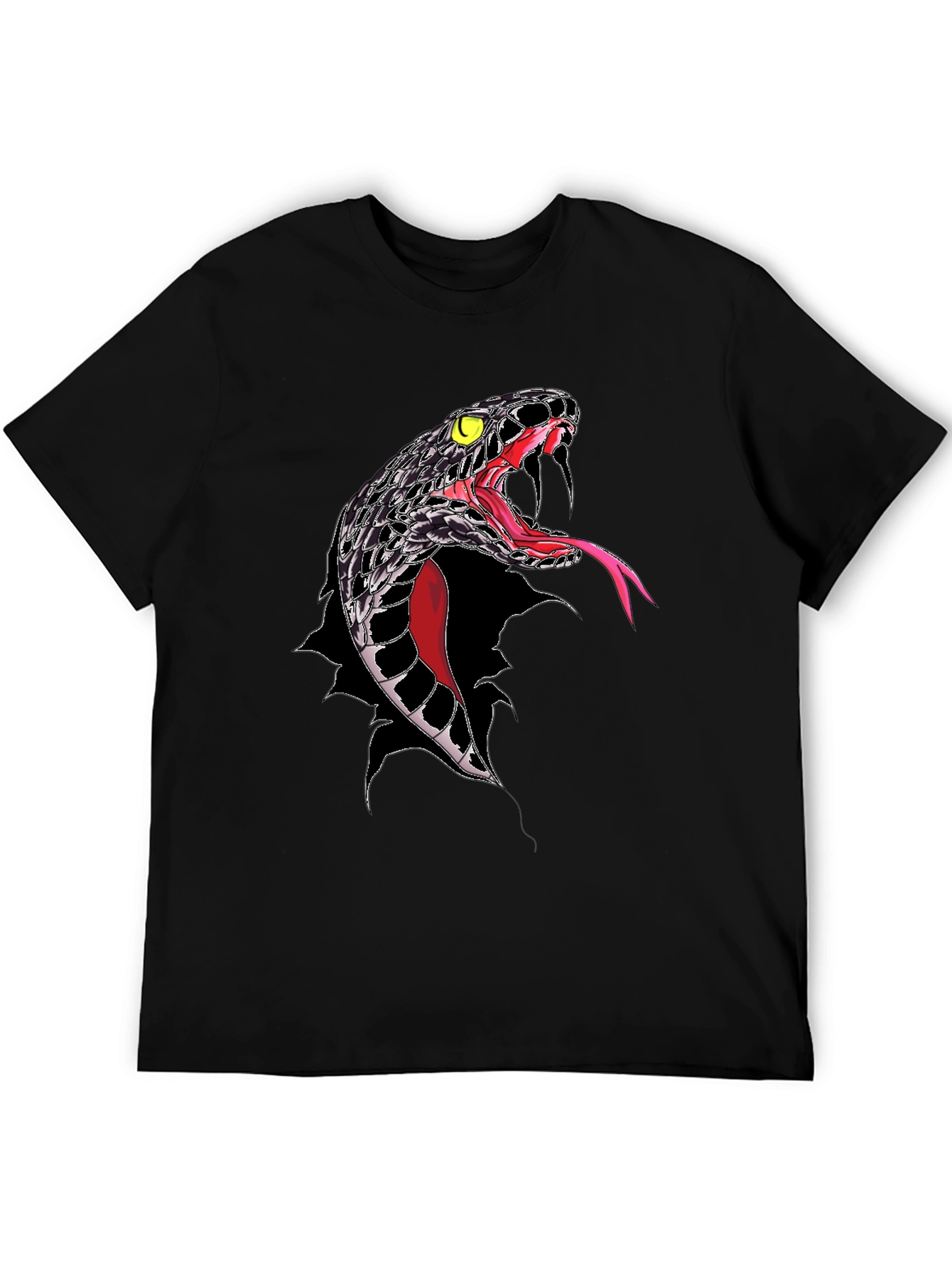 Mens Black Snake Graphic T-Shirt - Bold Reptile Design