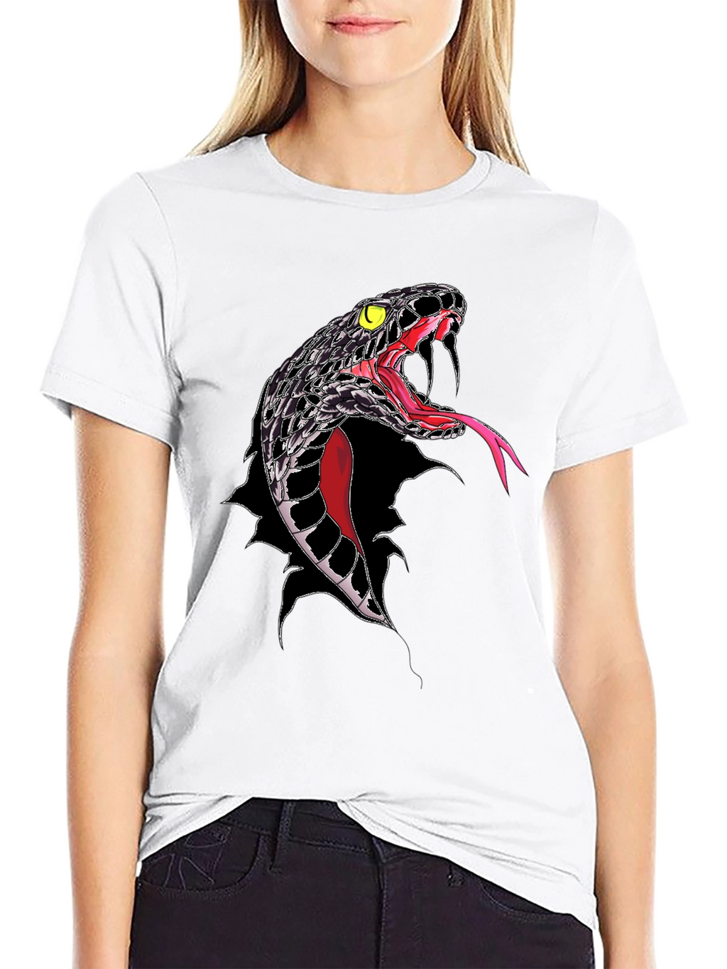 Mens Black Snake Graphic T-Shirt - Bold Reptile Design