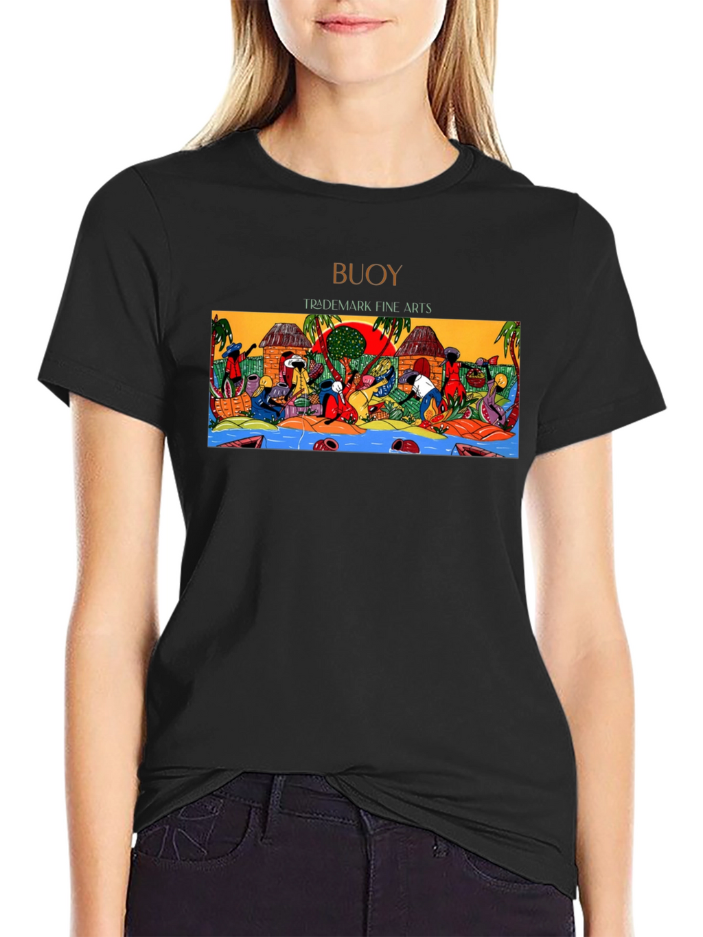 Buoy Trademark Fine Arts Graphic T-Shirt - Black