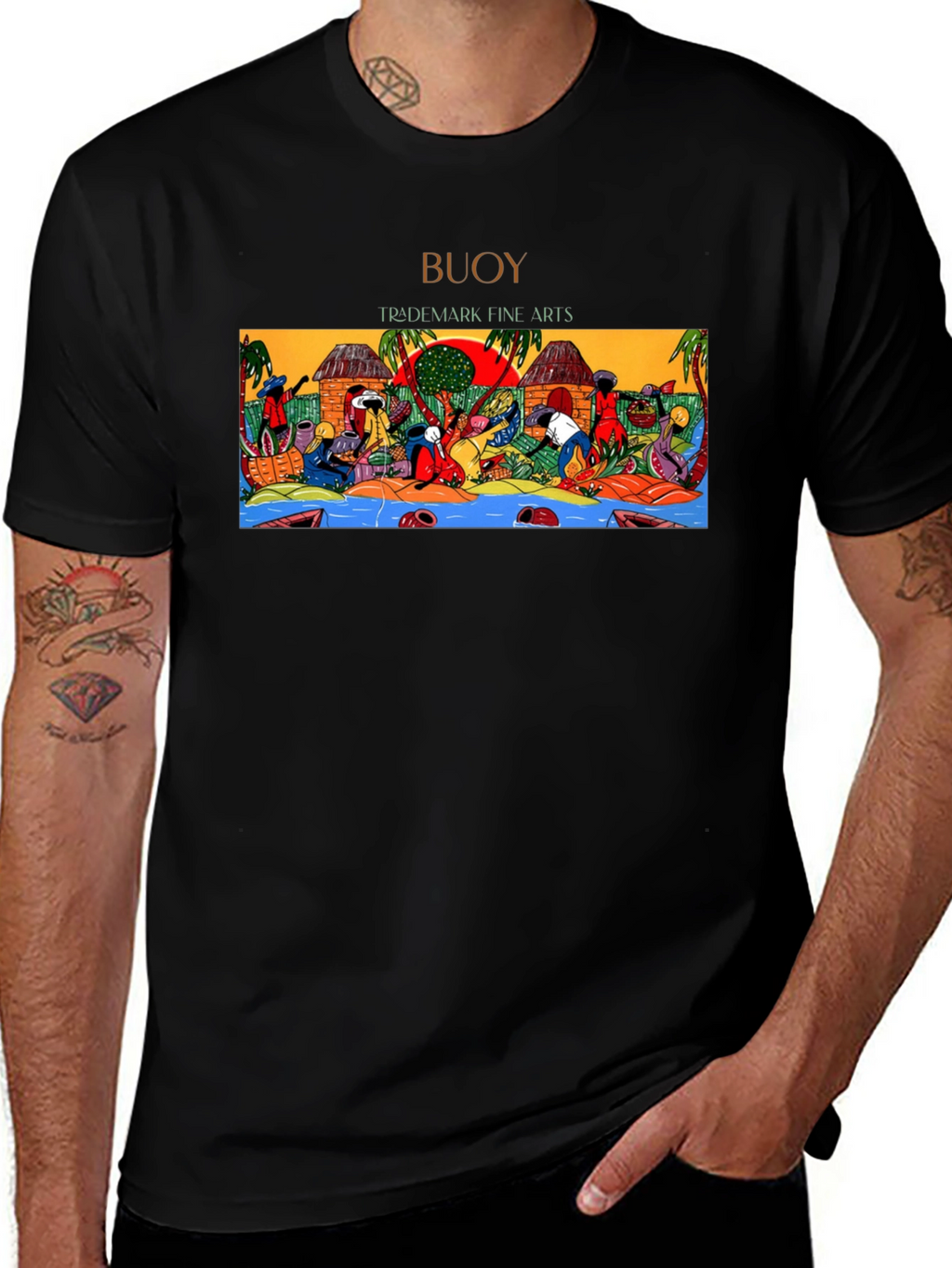 Buoy Trademark Fine Arts Graphic T-Shirt - Black