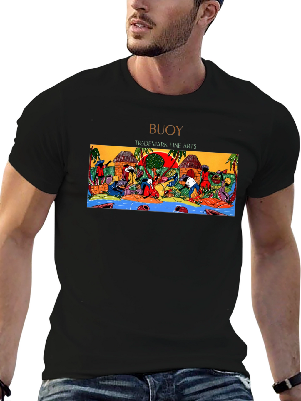 Buoy Trademark Fine Arts Graphic T-Shirt - Black