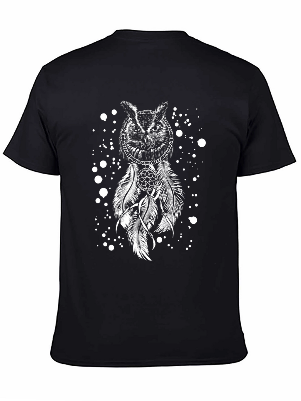 Owl Dreamcatcher Graphic Tee - Black Cotton T-Shirt