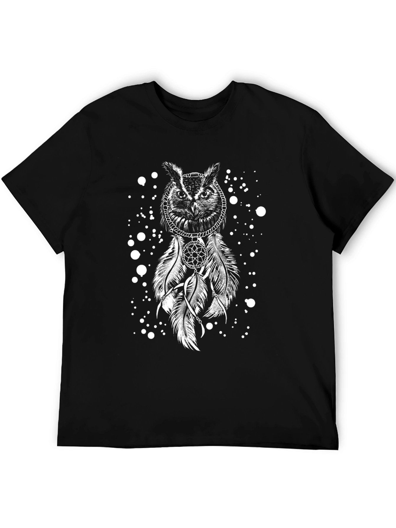Owl Dreamcatcher Graphic Tee - Black Cotton T-Shirt