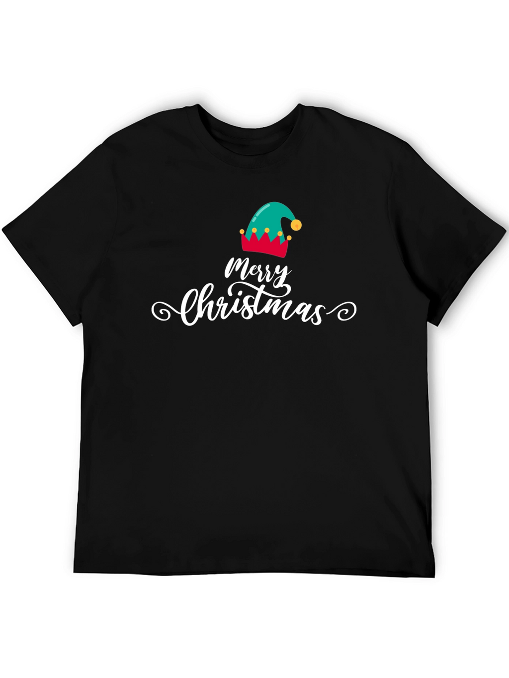 Merry Christmas Elf Hat Graphic T-Shirt