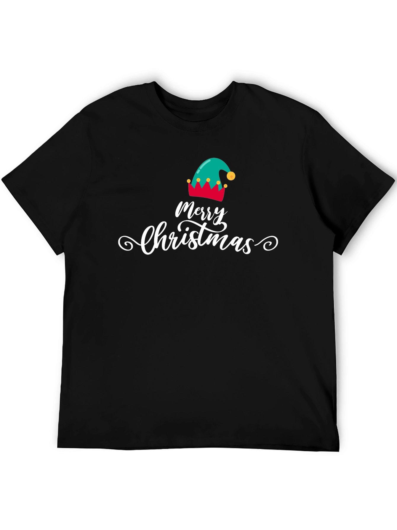 Merry Christmas Elf Hat Graphic T-Shirt