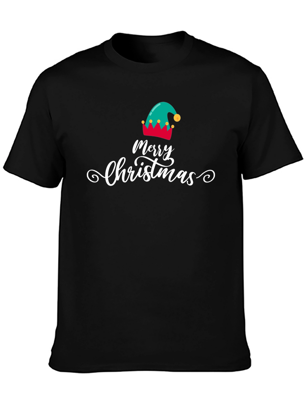 Merry Christmas Elf Hat Graphic T-Shirt