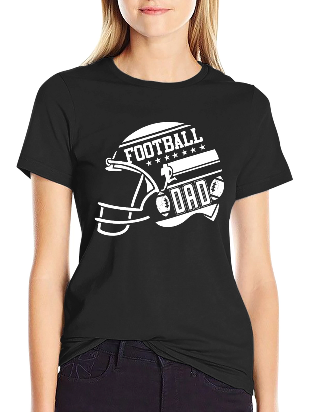 Football Dad Graphic Tee - Black Cotton T-Shirt