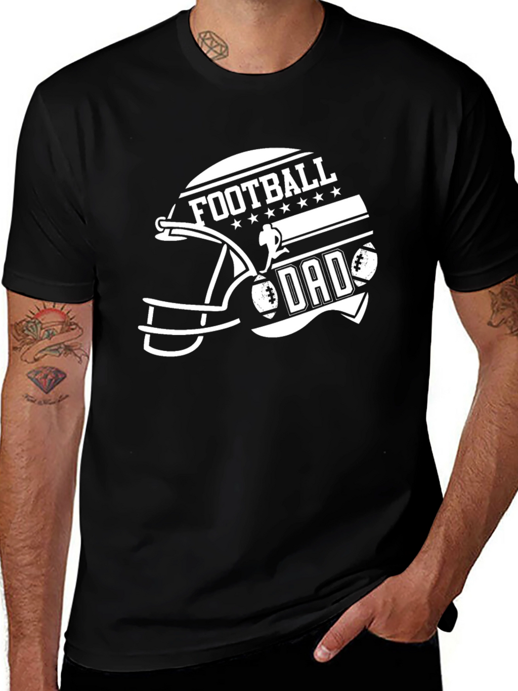 Football Dad Graphic Tee - Black Cotton T-Shirt