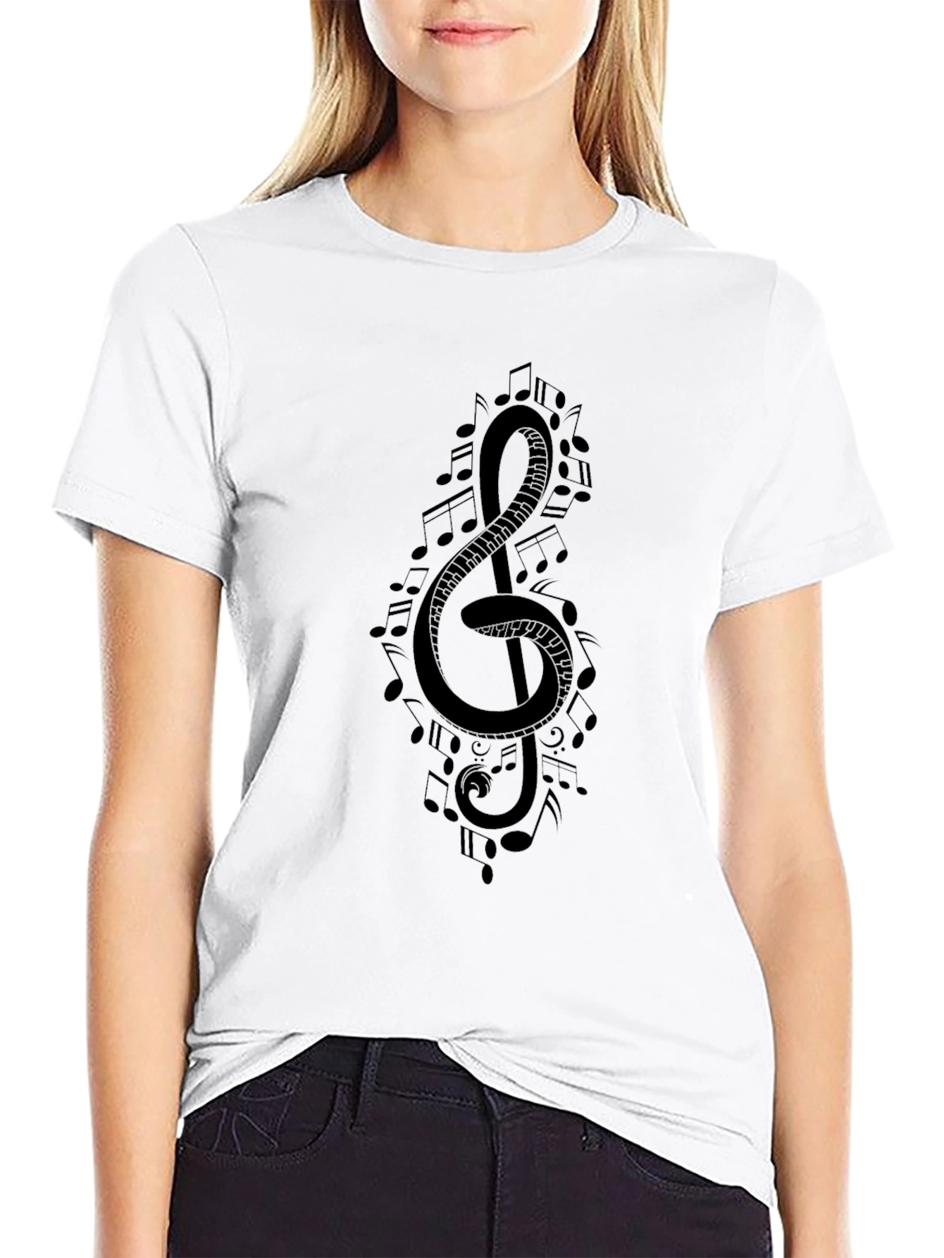 Musical Treble Clef T-Shirt - Black Graphic Tee