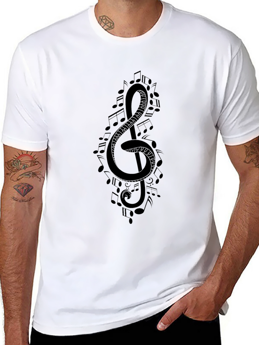 Musical Treble Clef T-Shirt - Black Graphic Tee