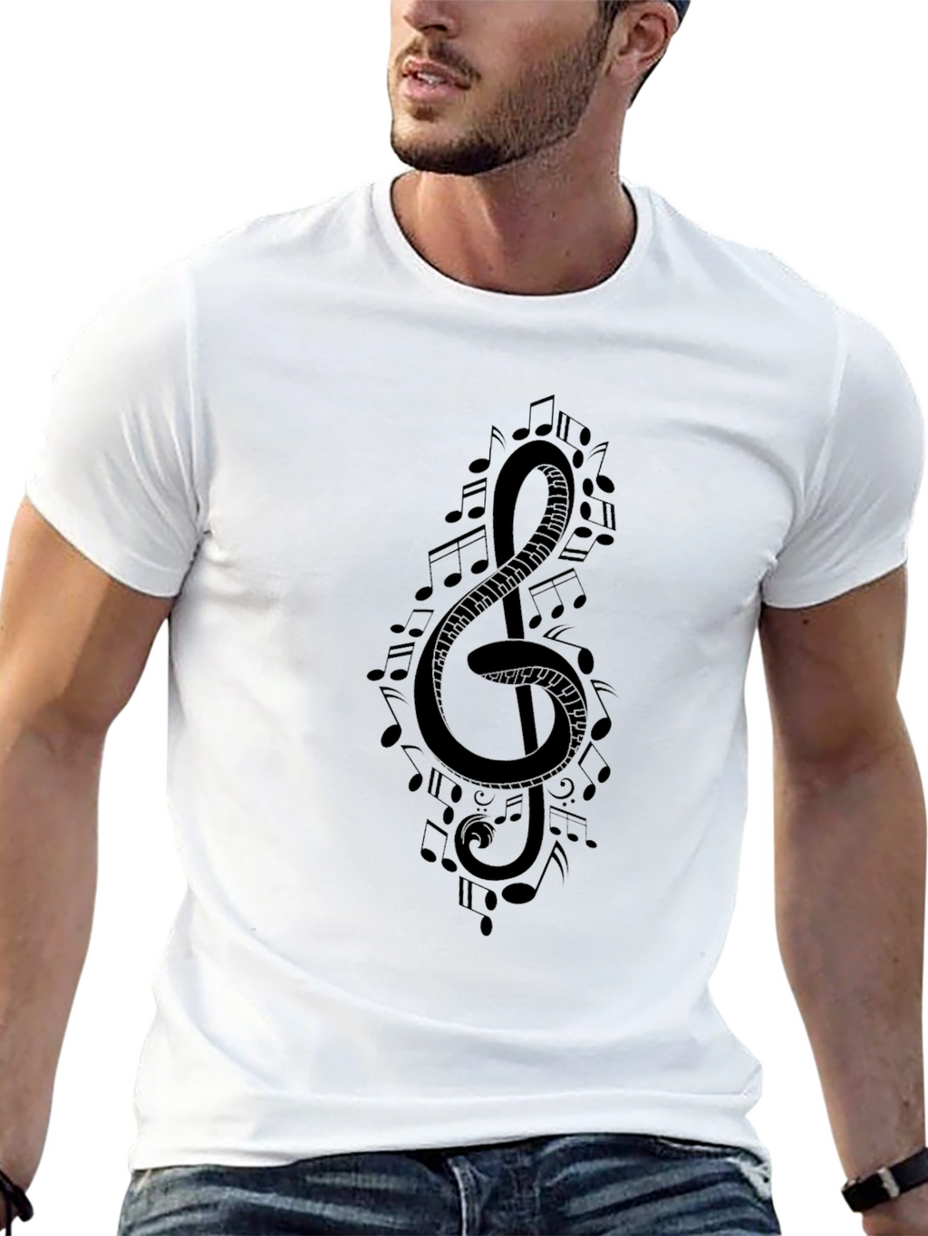 Musical Treble Clef T-Shirt - Black Graphic Tee