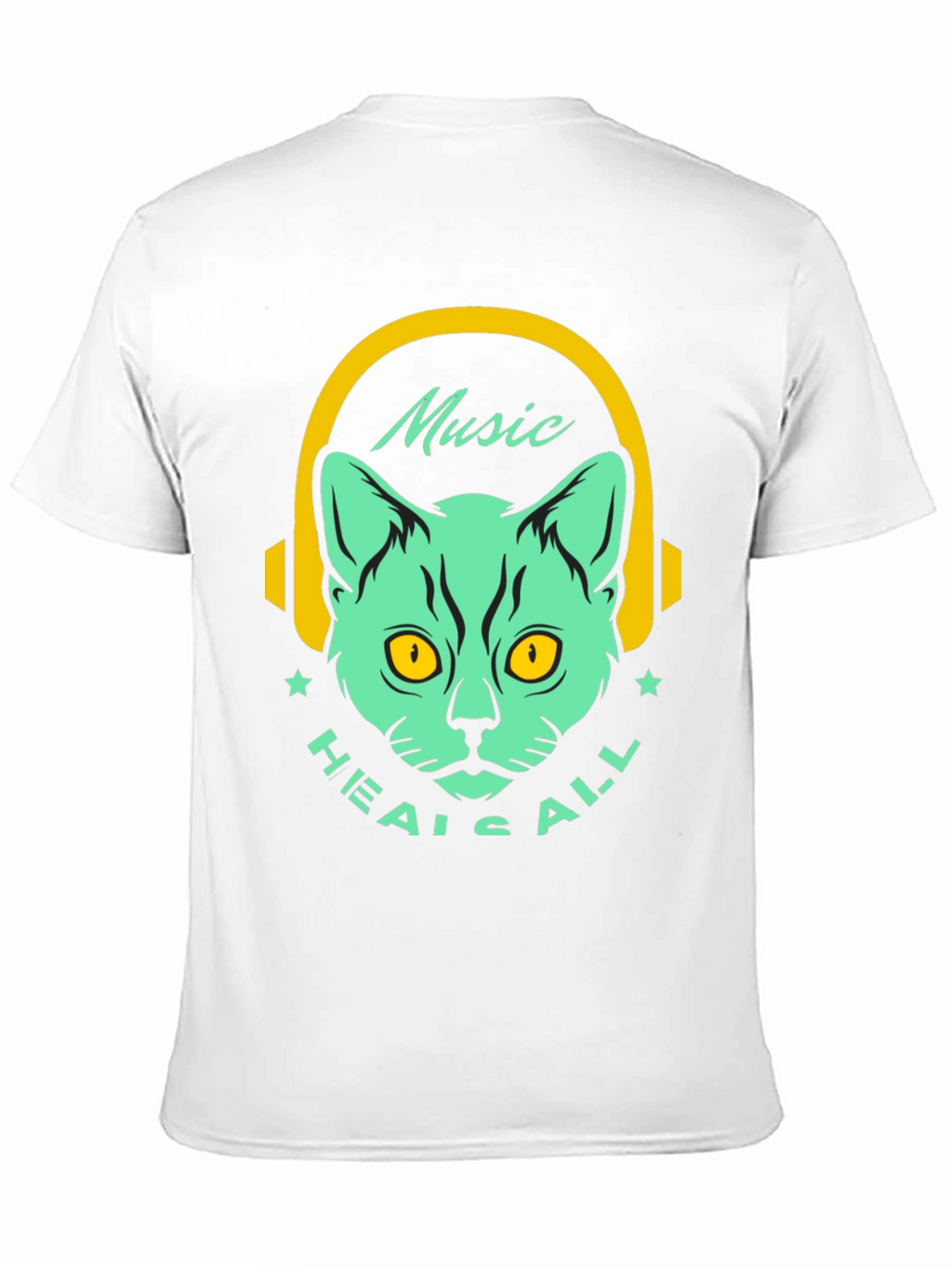 Music Heals All Cat Graphic T-Shirt