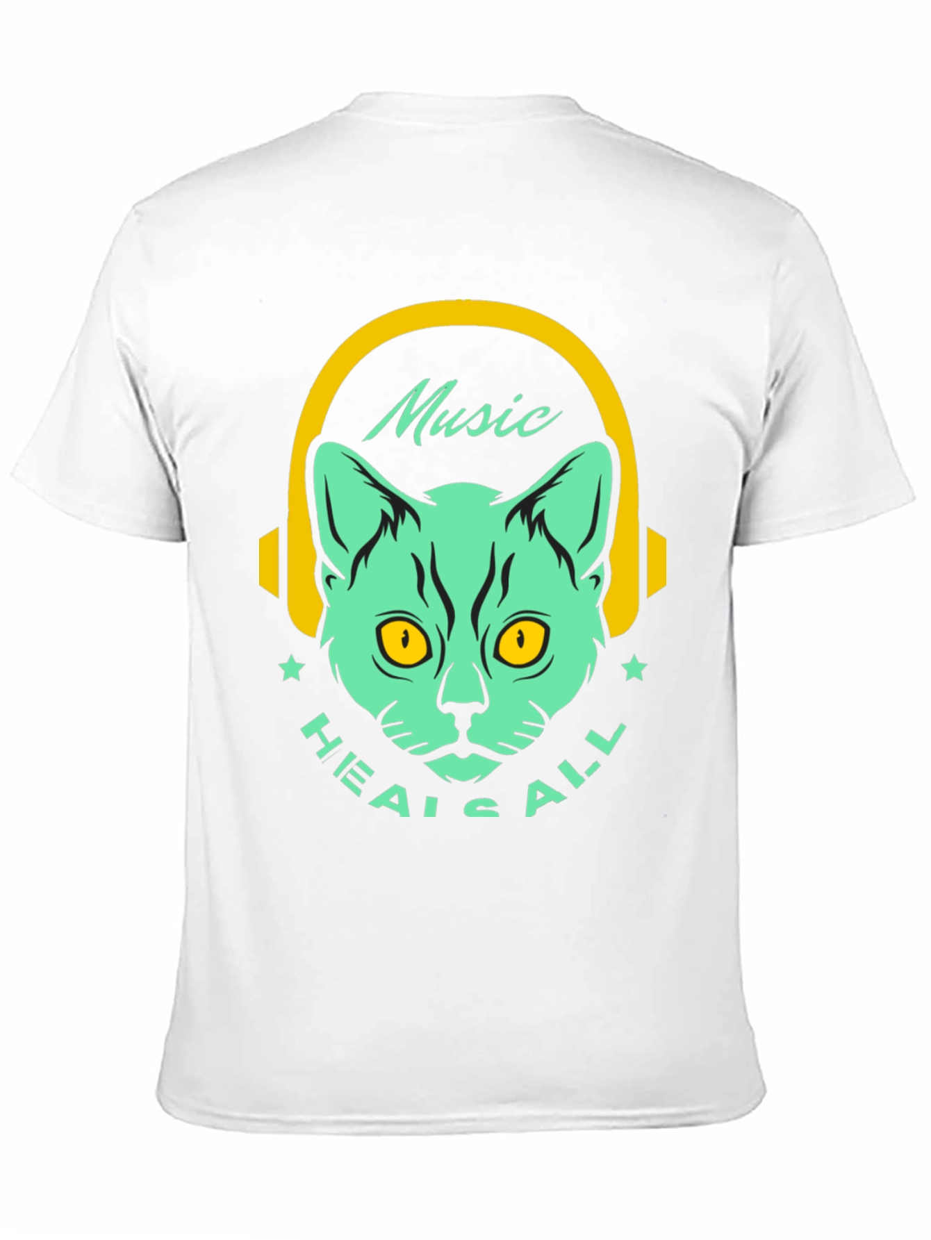 Music Heals All Cat Graphic T-Shirt