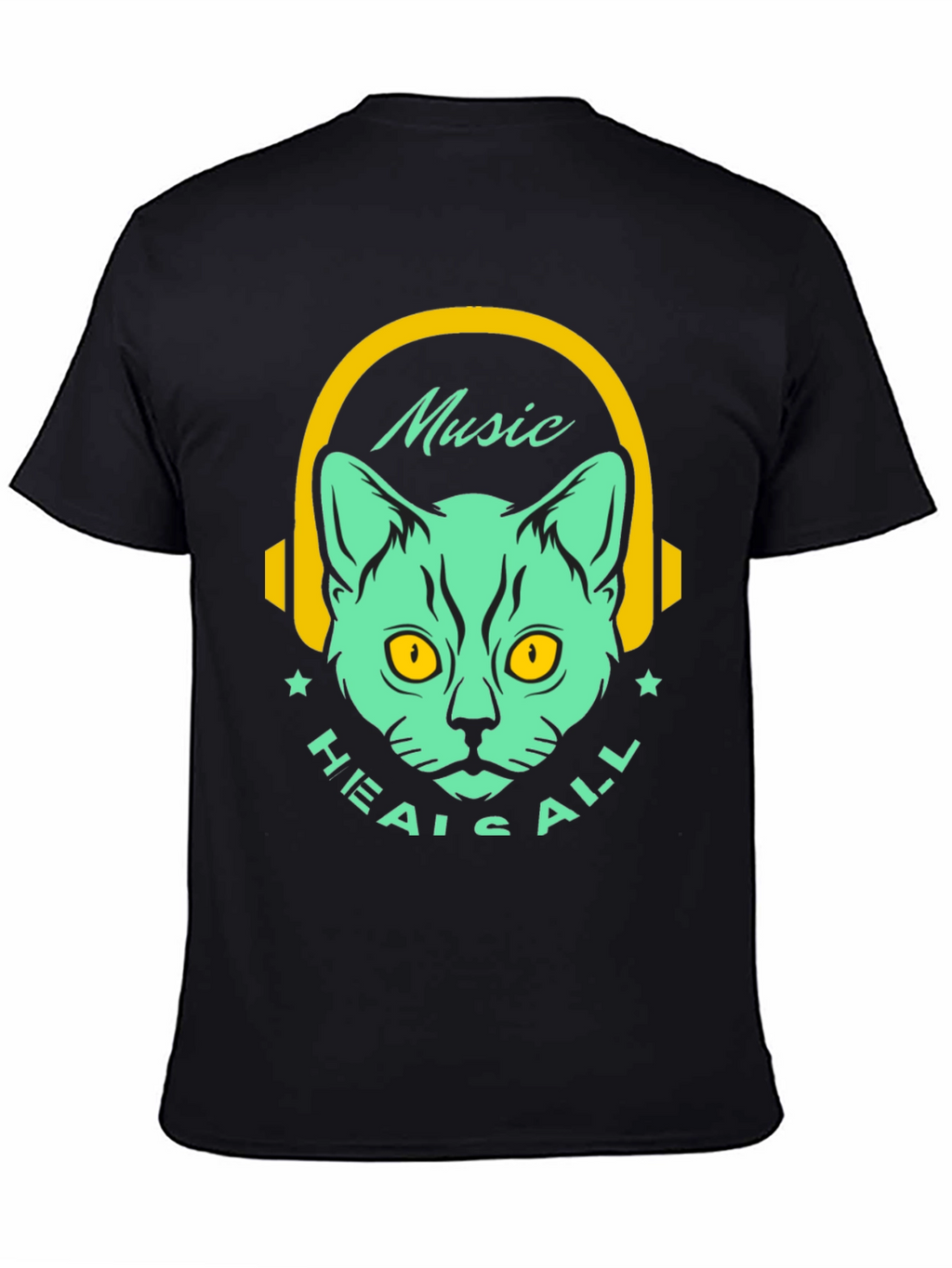 Music Heals All Cat Graphic T-Shirt