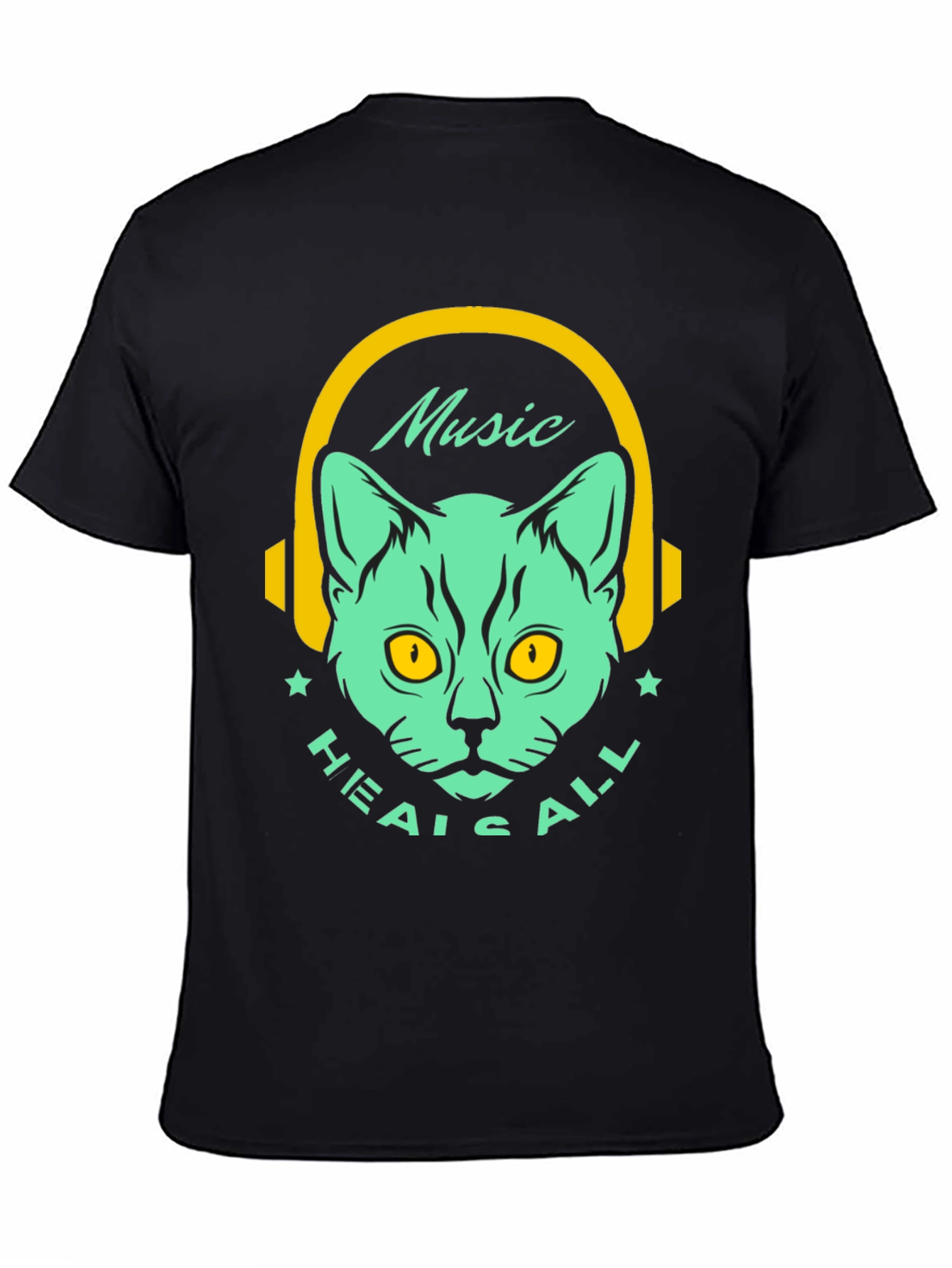 Music Heals All Cat Graphic T-Shirt
