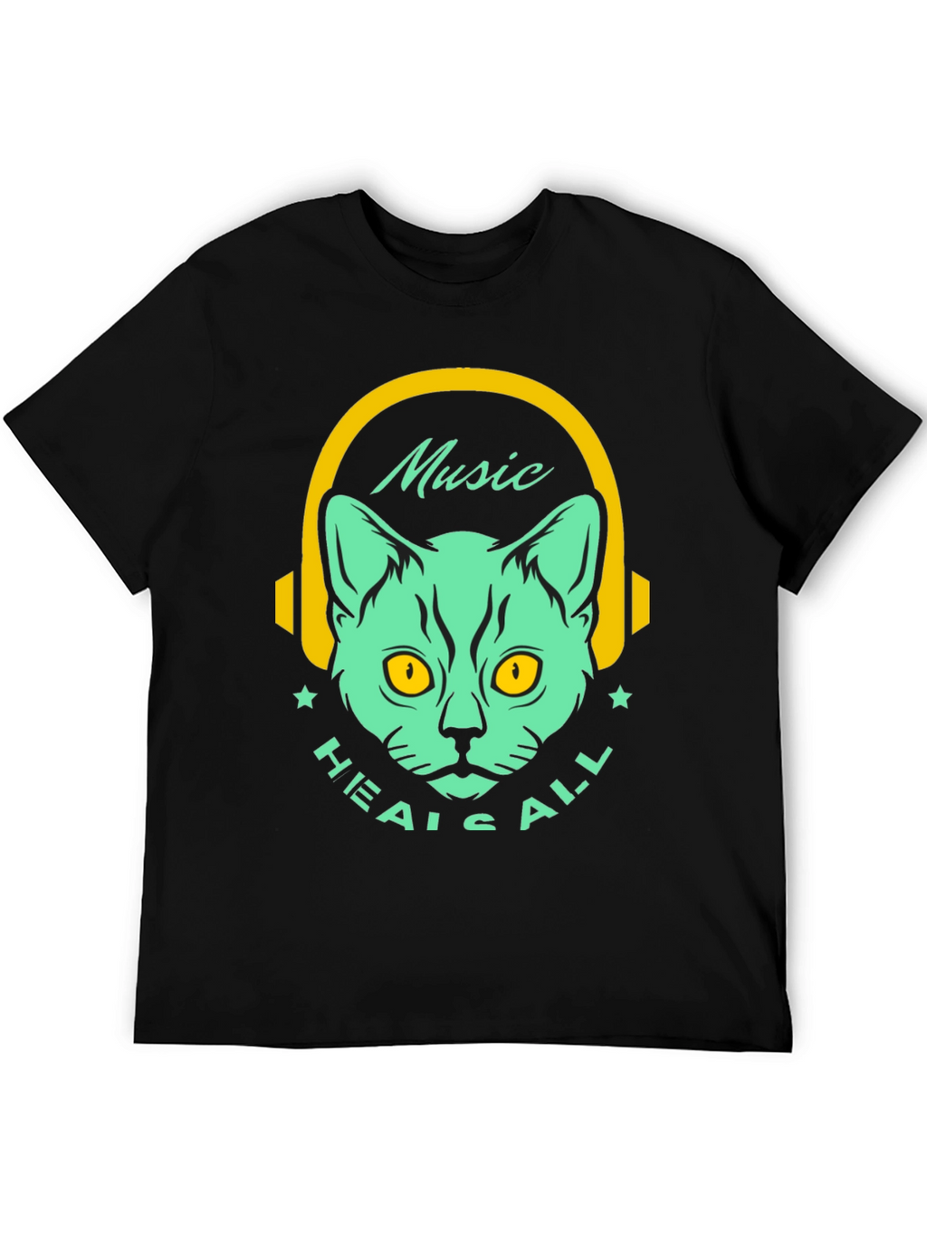 Music Heals All Cat Graphic T-Shirt