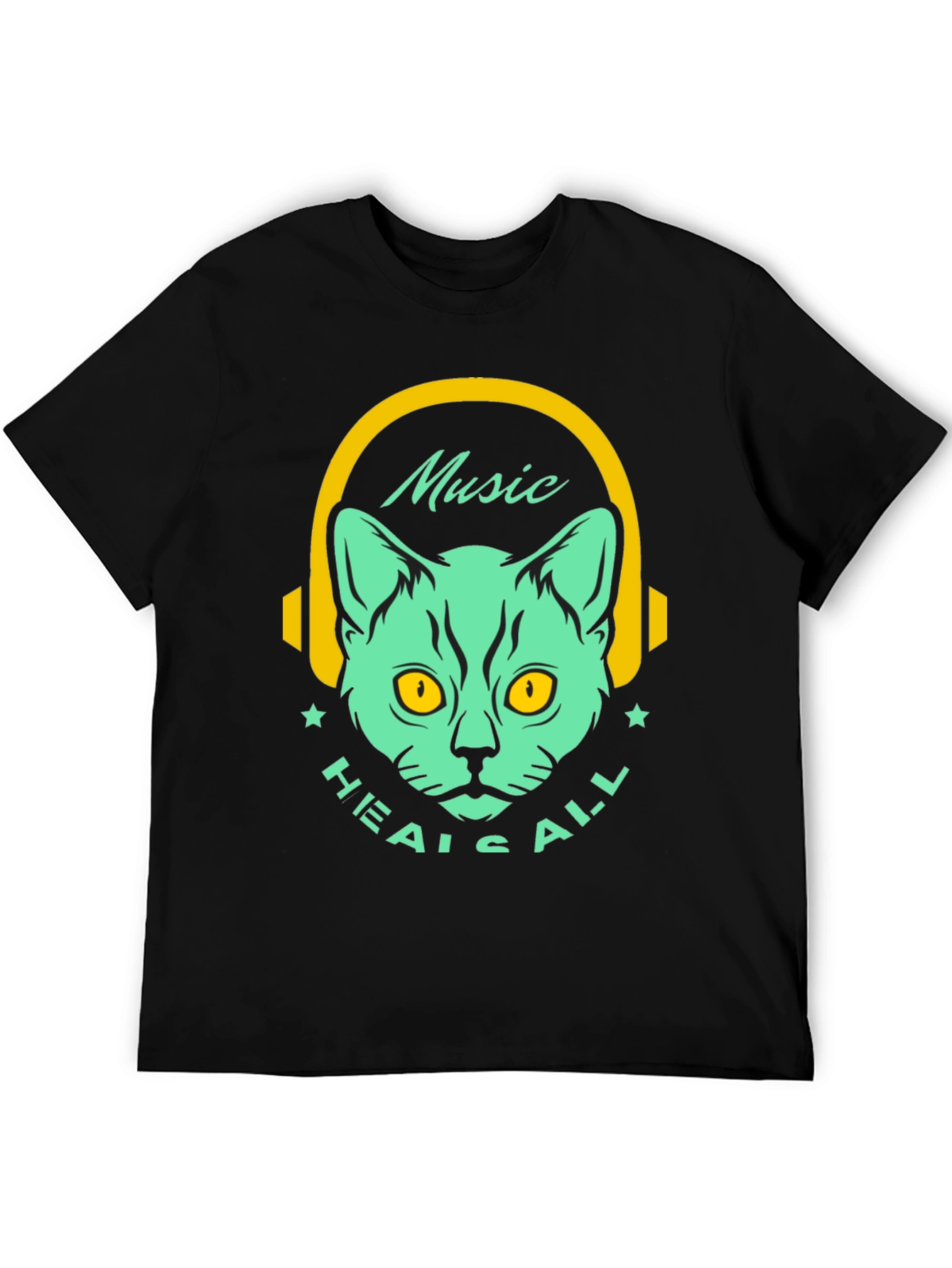 Music Heals All Cat Graphic T-Shirt