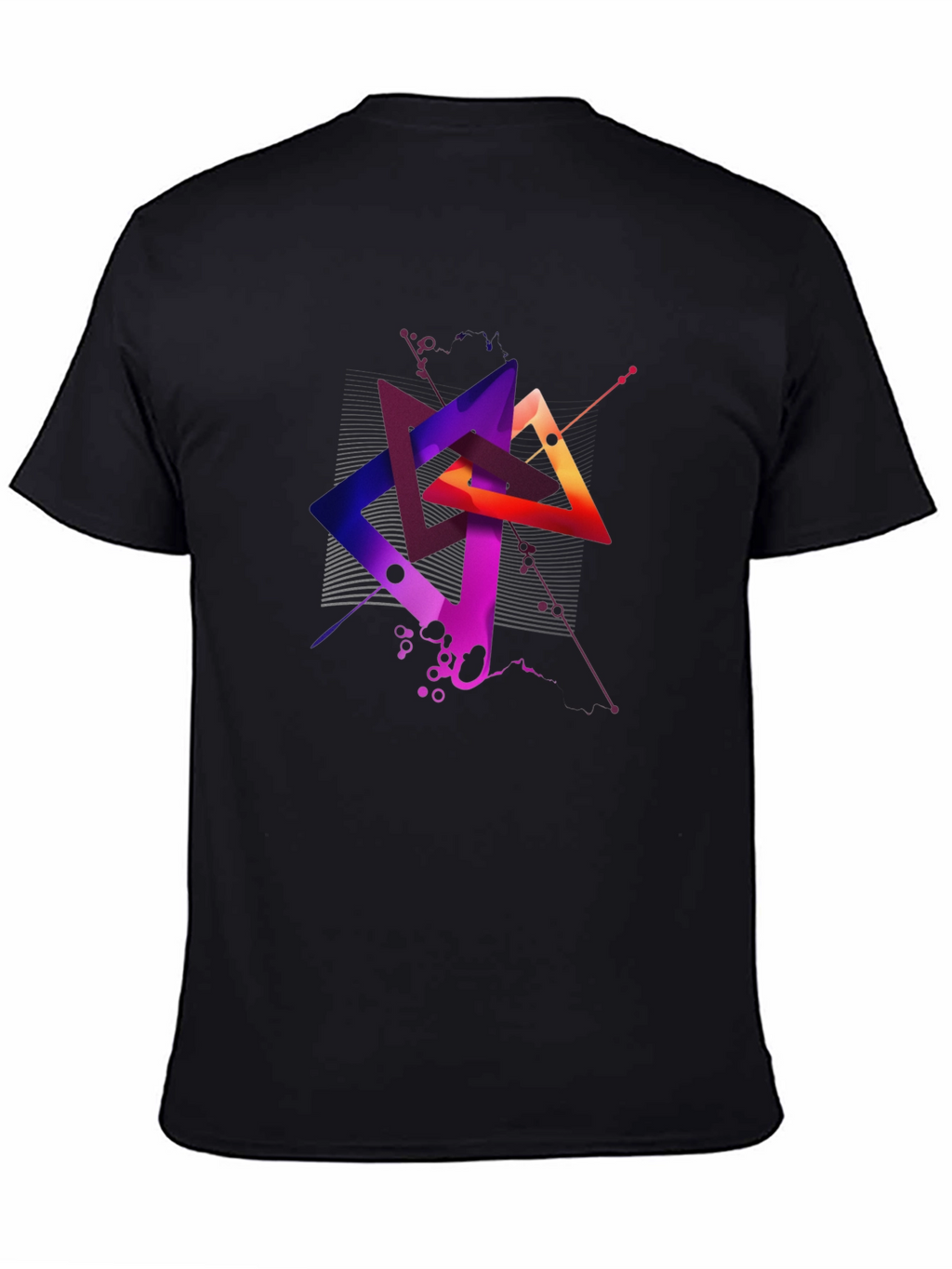 Abstract Geometric Triangle Graphic Mens Black T-Shirt