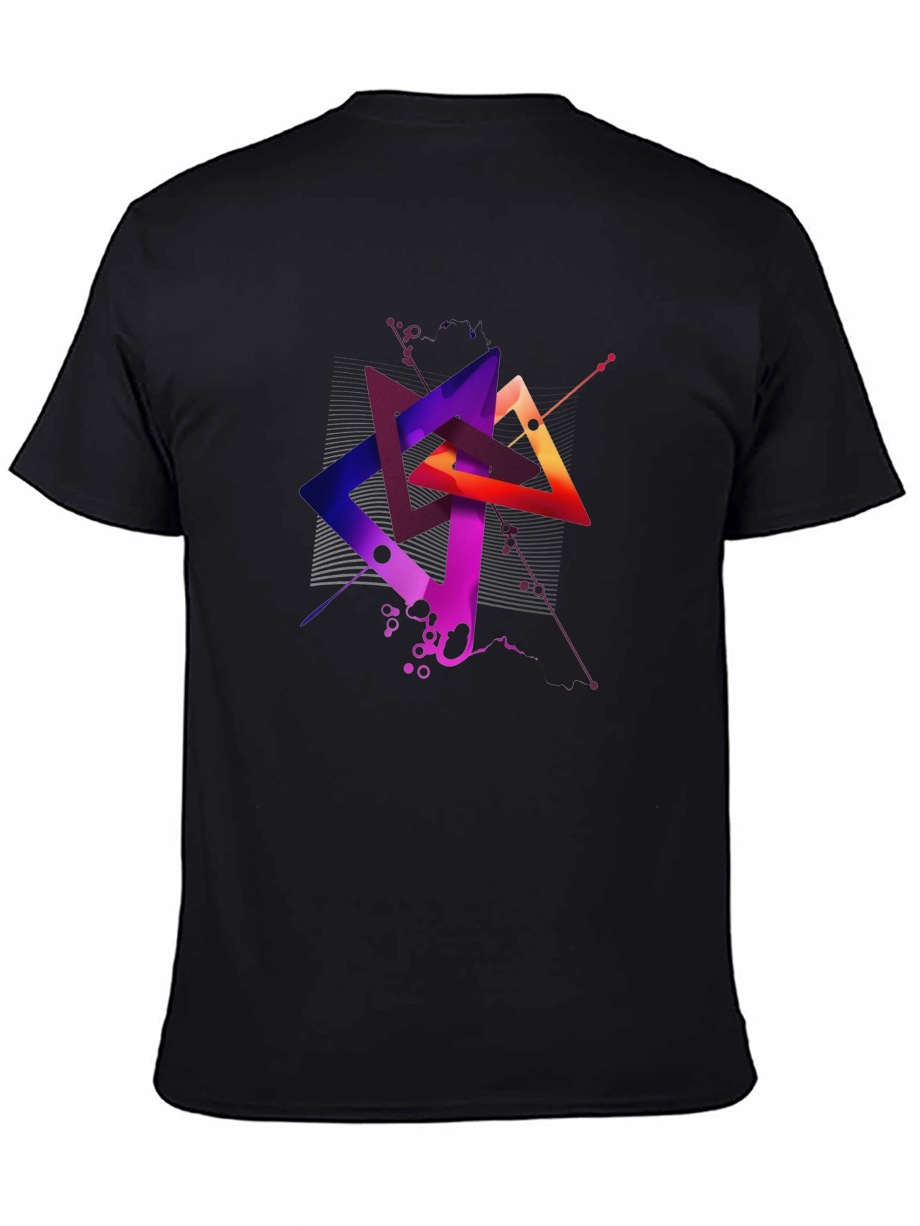 Abstract Geometric Triangle Graphic Mens Black T-Shirt