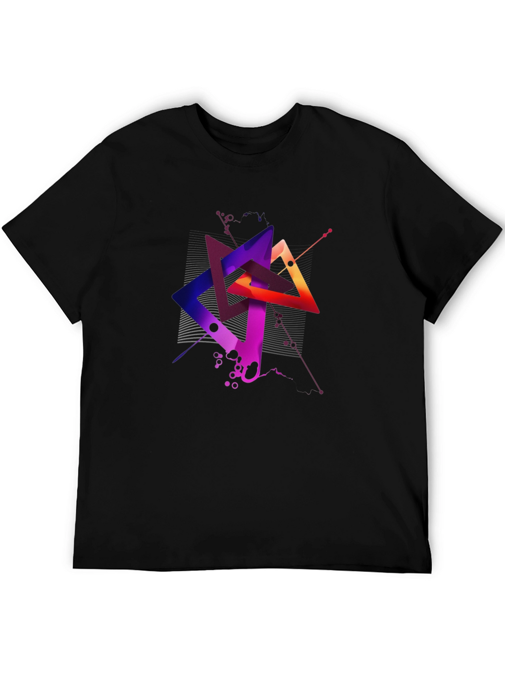 Abstract Geometric Triangle Graphic Mens Black T-Shirt