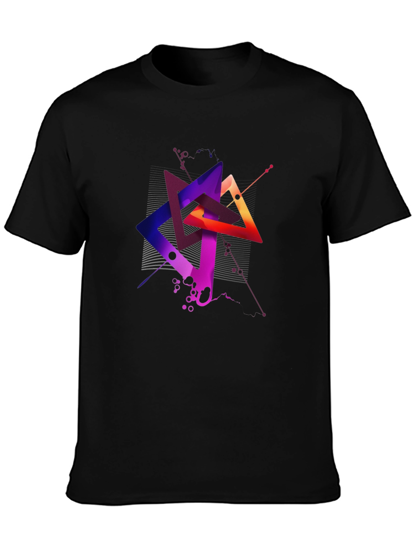 Abstract Geometric Triangle Graphic Mens Black T-Shirt