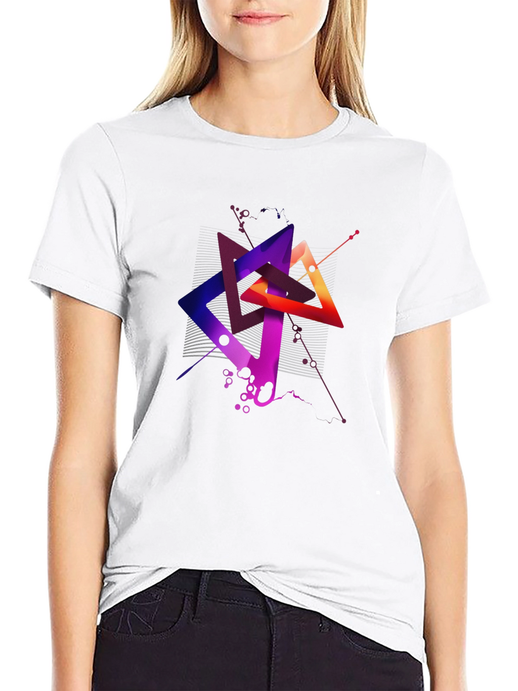 Abstract Geometric Triangle Graphic Mens Black T-Shirt