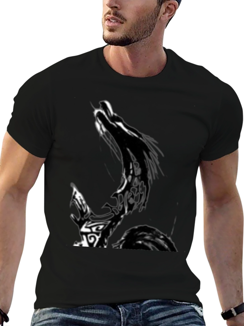 Mens Graphic Print Black T-Shirt