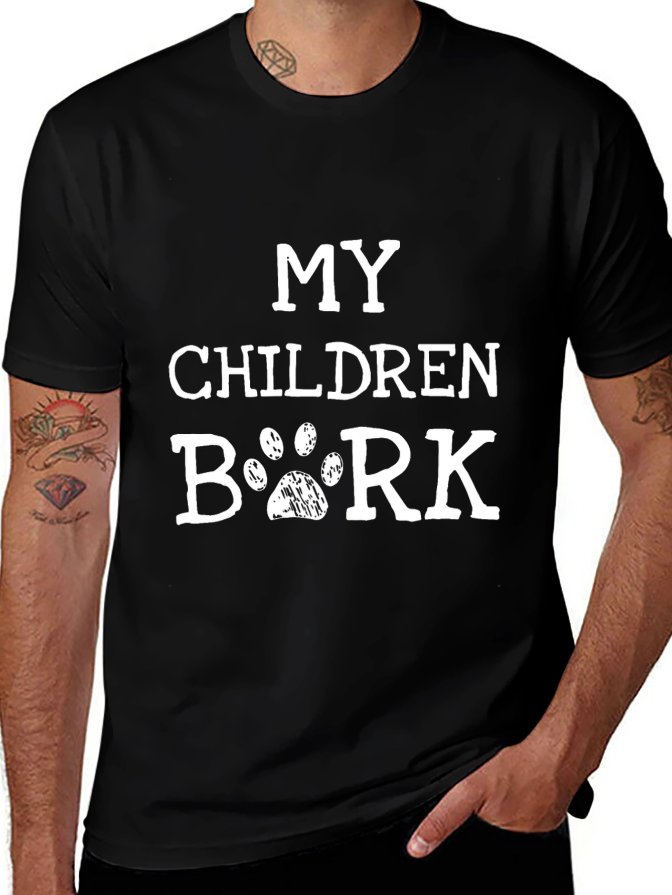My Children Bark T-Shirt Dog Paw Print Novelty Tee