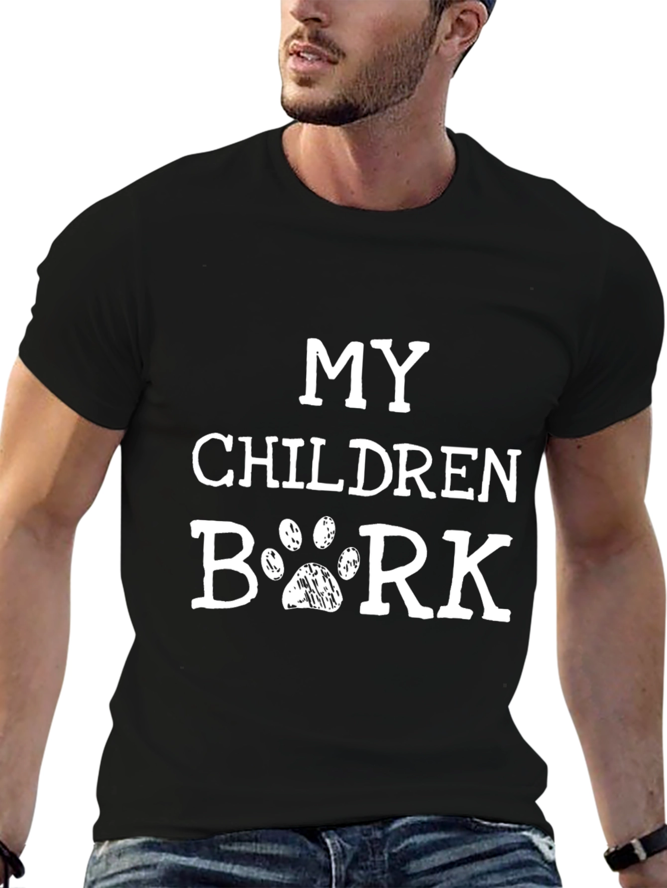 My Children Bark T-Shirt Dog Paw Print Novelty Tee