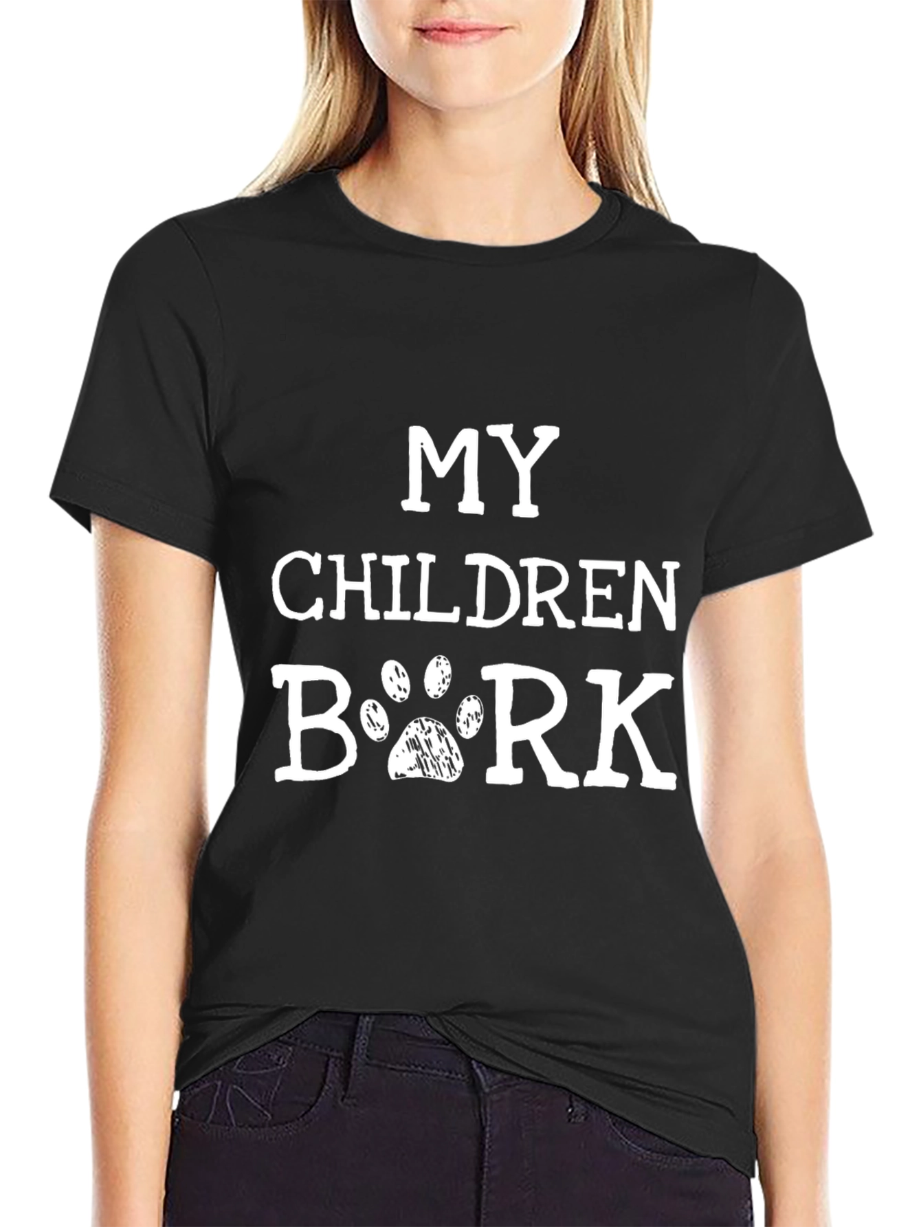 My Children Bark T-Shirt Dog Paw Print Novelty Tee