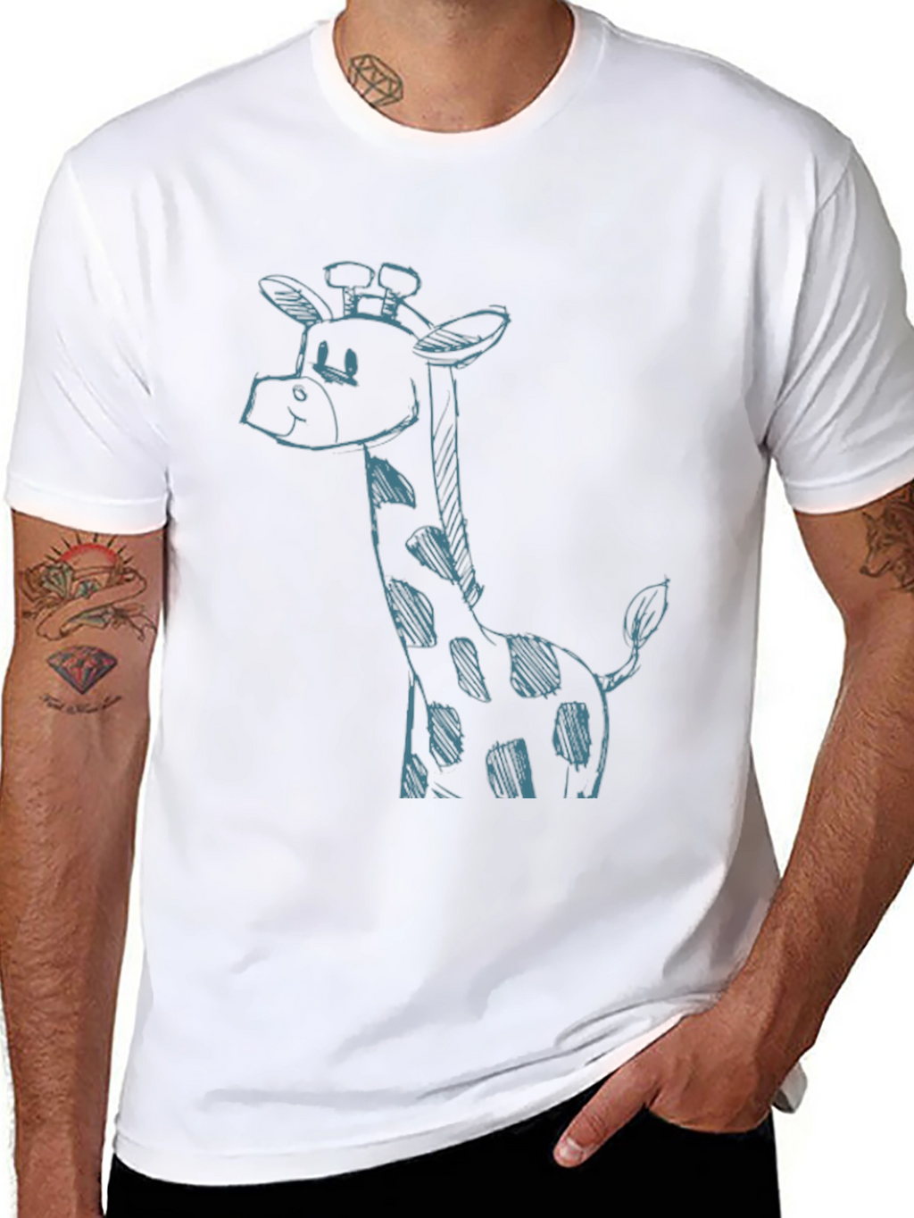 Giraffe Sketch Black T-Shirt - Unique Casual Style