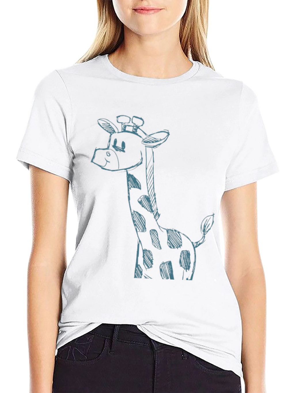Giraffe Sketch Black T-Shirt - Unique Casual Style