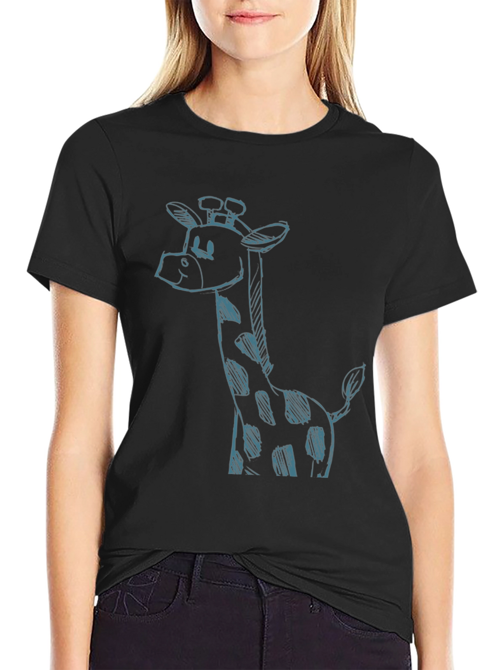 Giraffe Sketch Black T-Shirt - Unique Casual Style