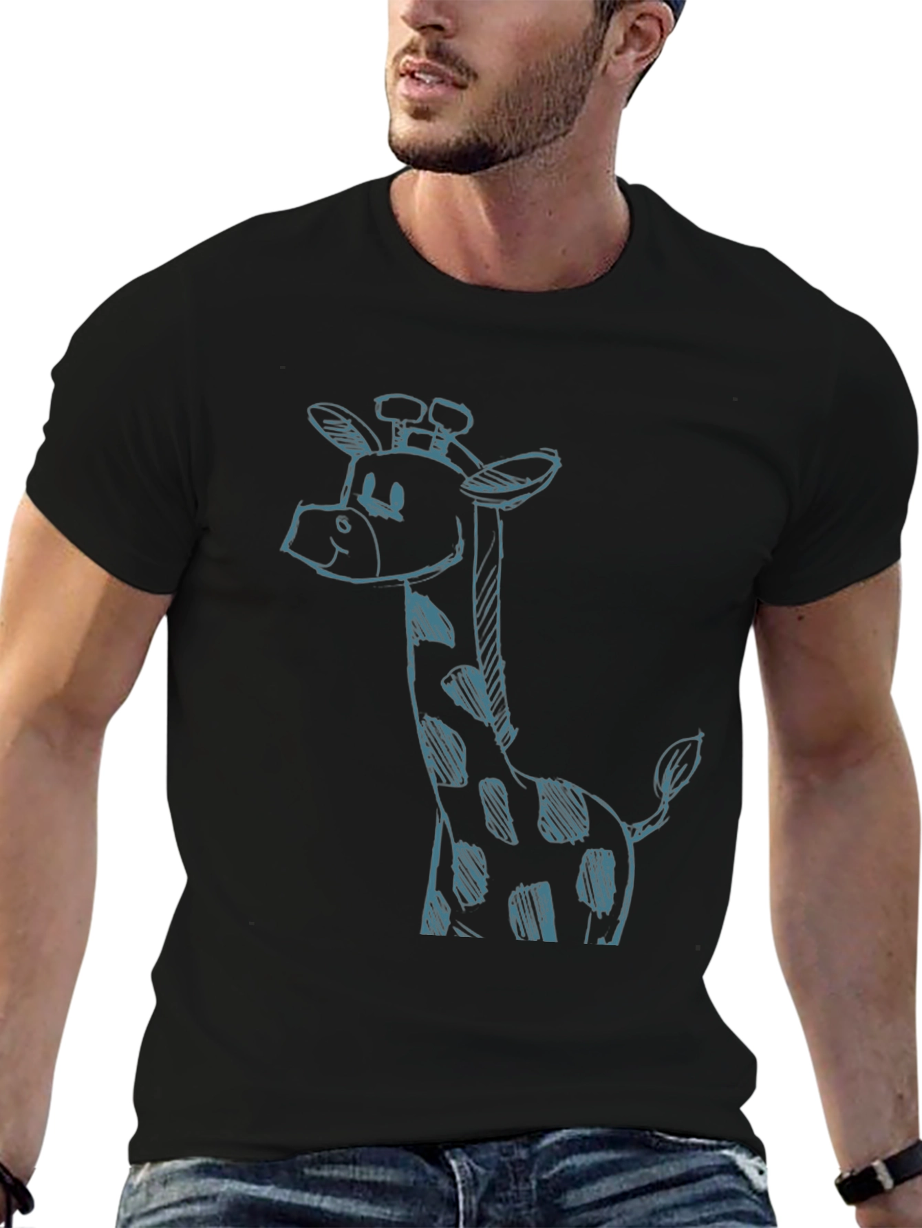 Giraffe Sketch Black T-Shirt - Unique Casual Style