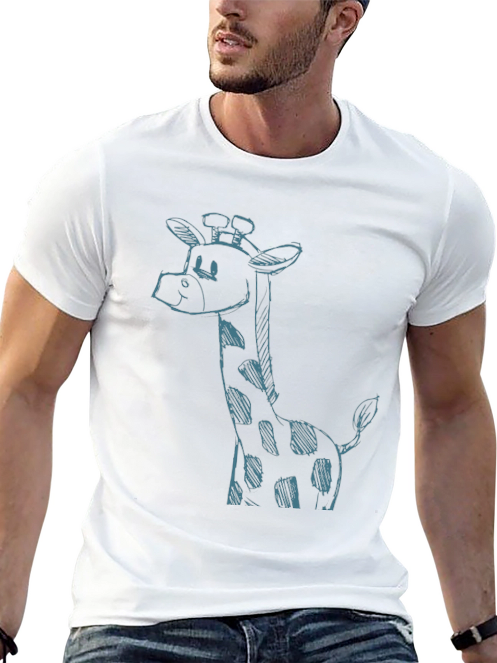 Giraffe Sketch Black T-Shirt - Unique Casual Style
