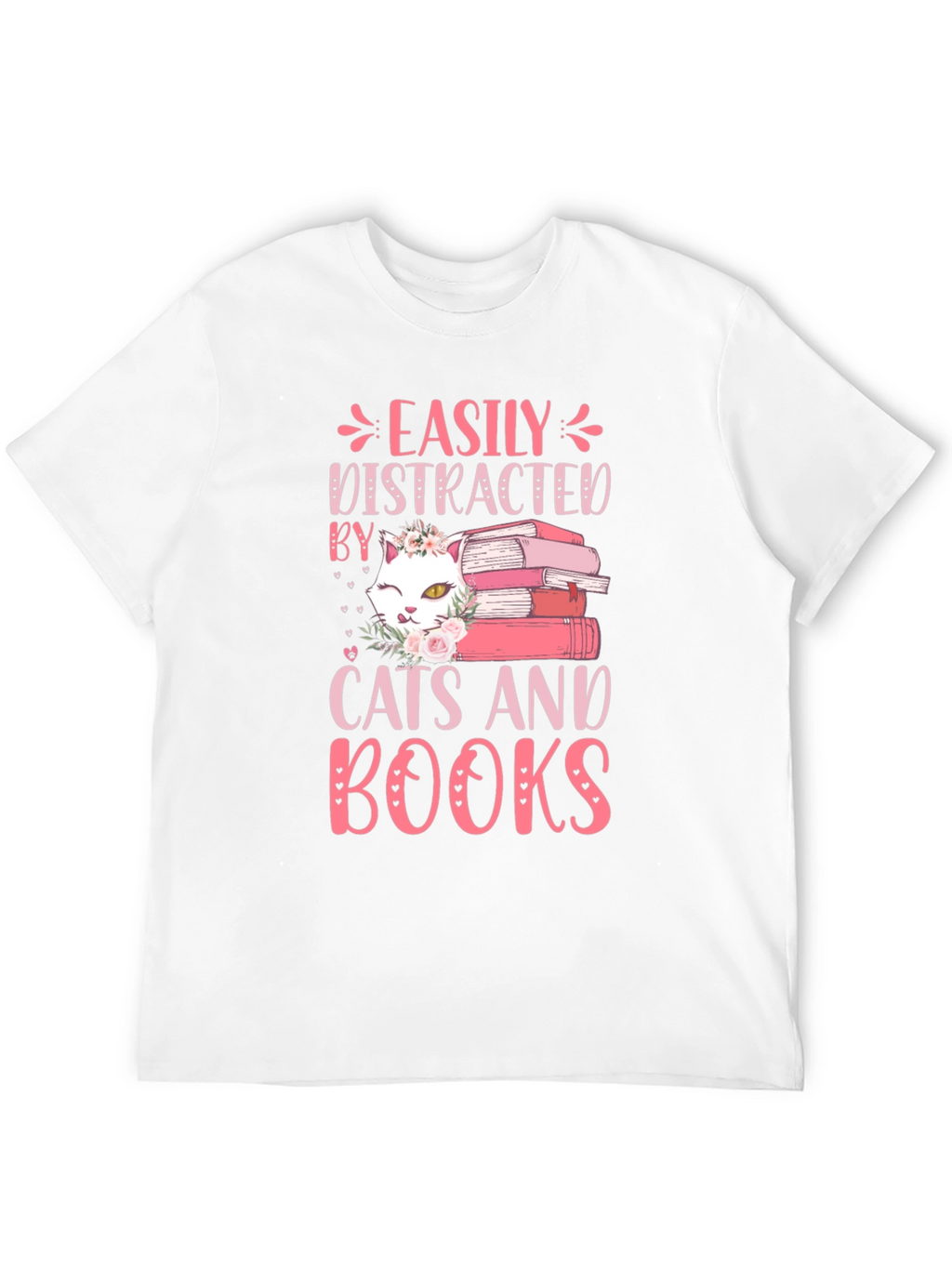 Easily Distracted By Cats and Books Graphic Tee