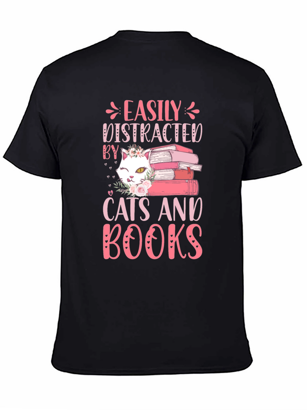 Easily Distracted By Cats and Books Graphic Tee