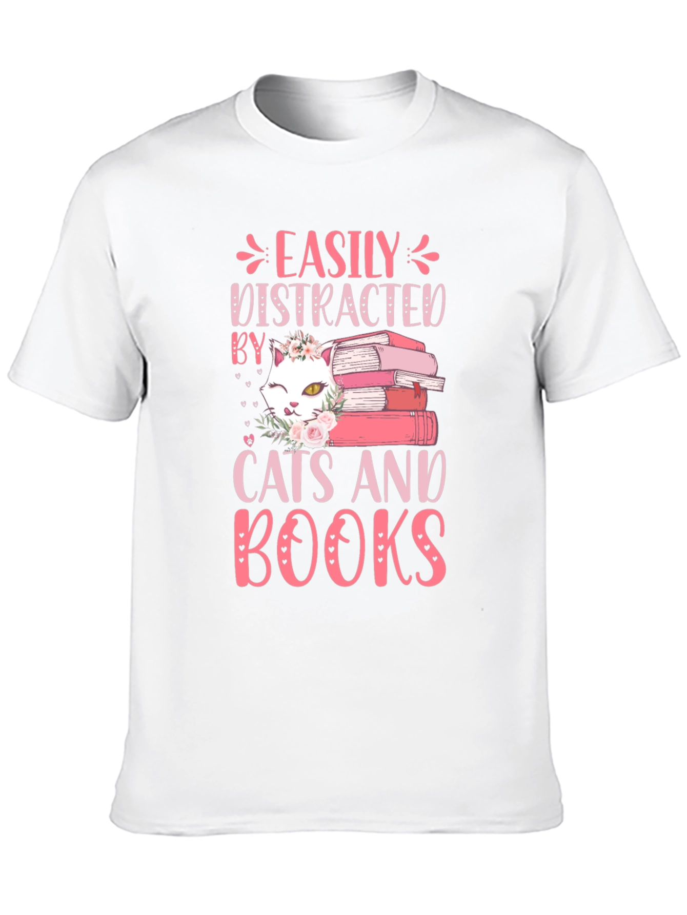 Easily Distracted By Cats and Books Graphic Tee