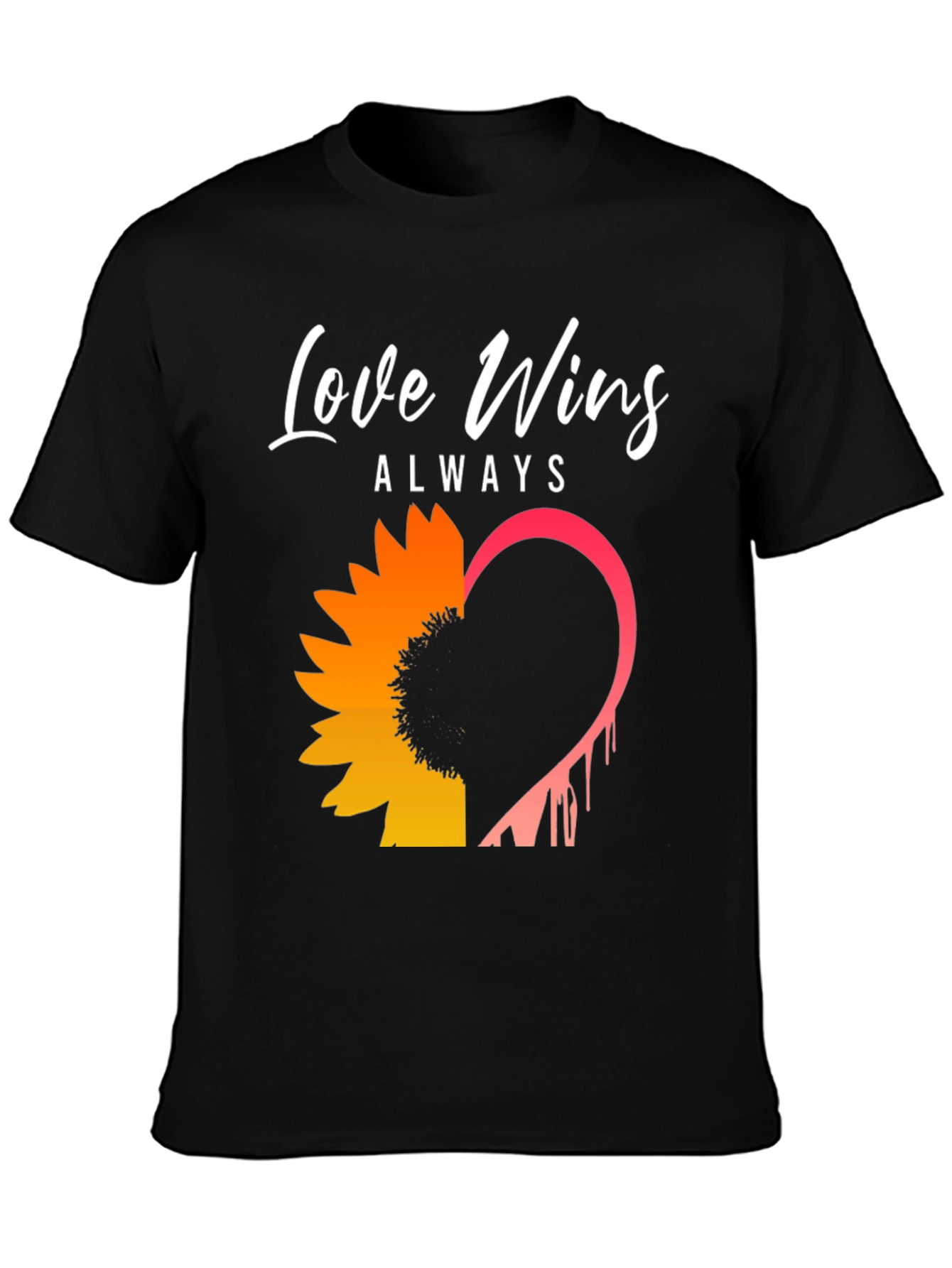Love Wins Sunflower Graphic Tee - Black