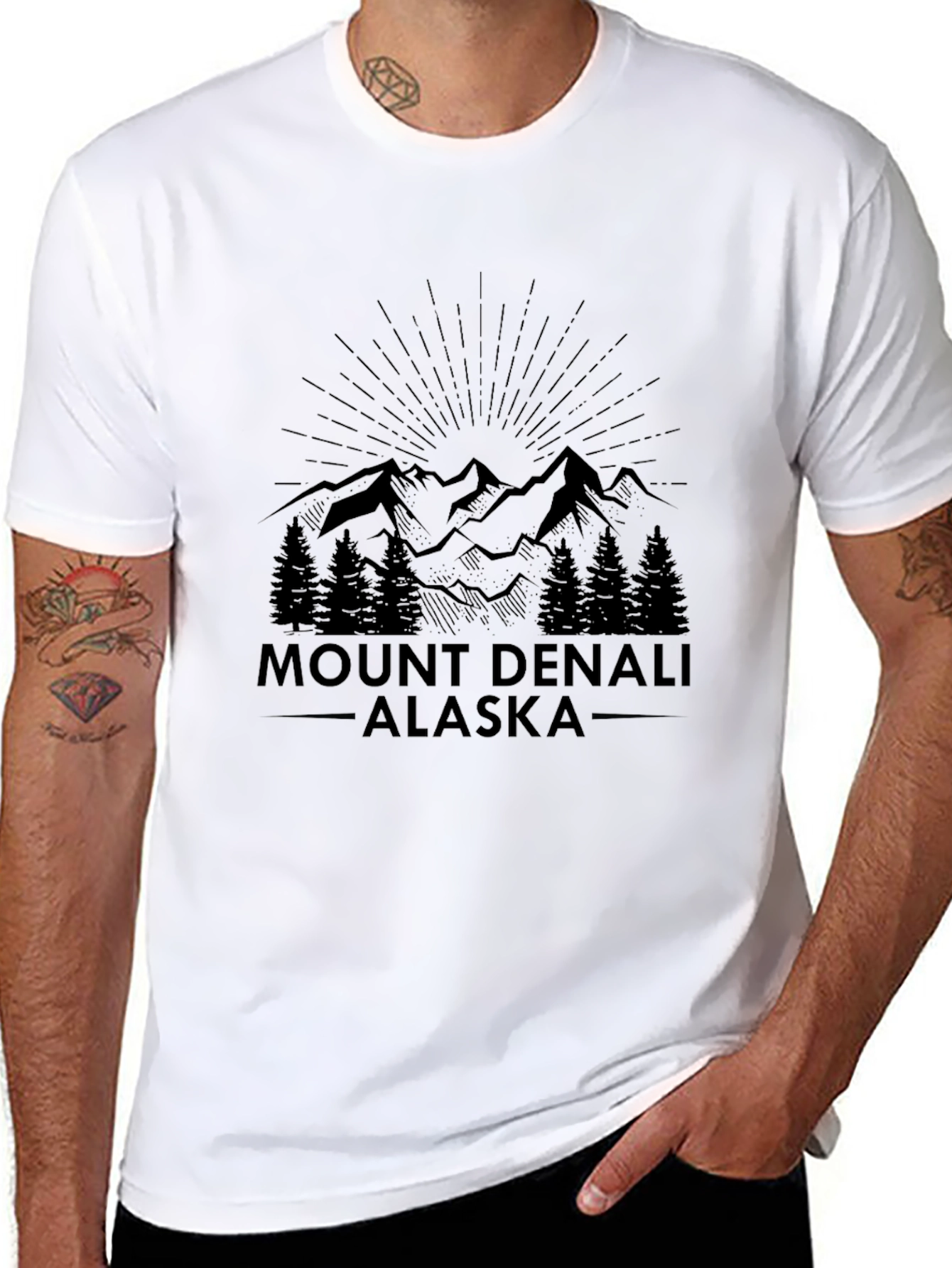 Mount Denali Alaska Black T-Shirt