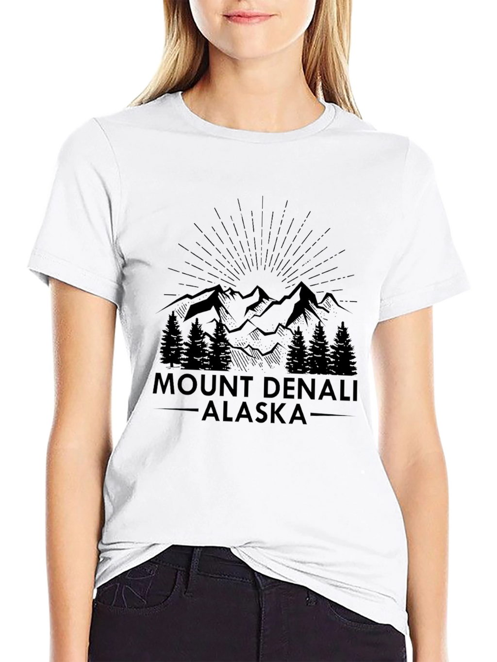 Mount Denali Alaska Black T-Shirt