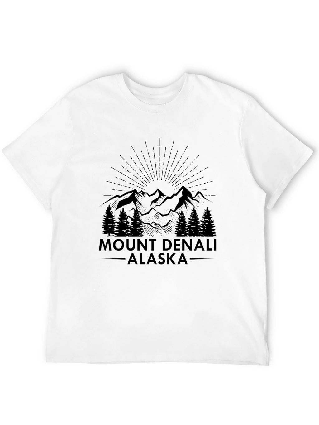 Mount Denali Alaska Black T-Shirt