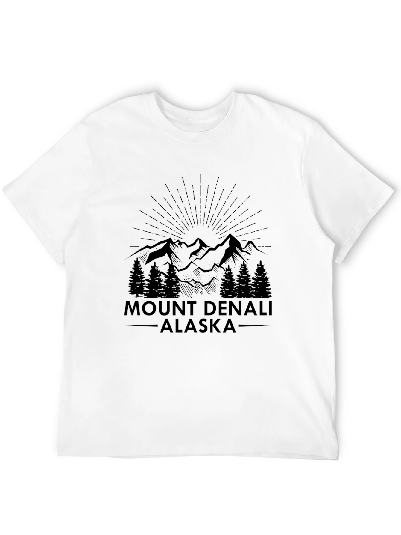 Mount Denali Alaska Black T-Shirt
