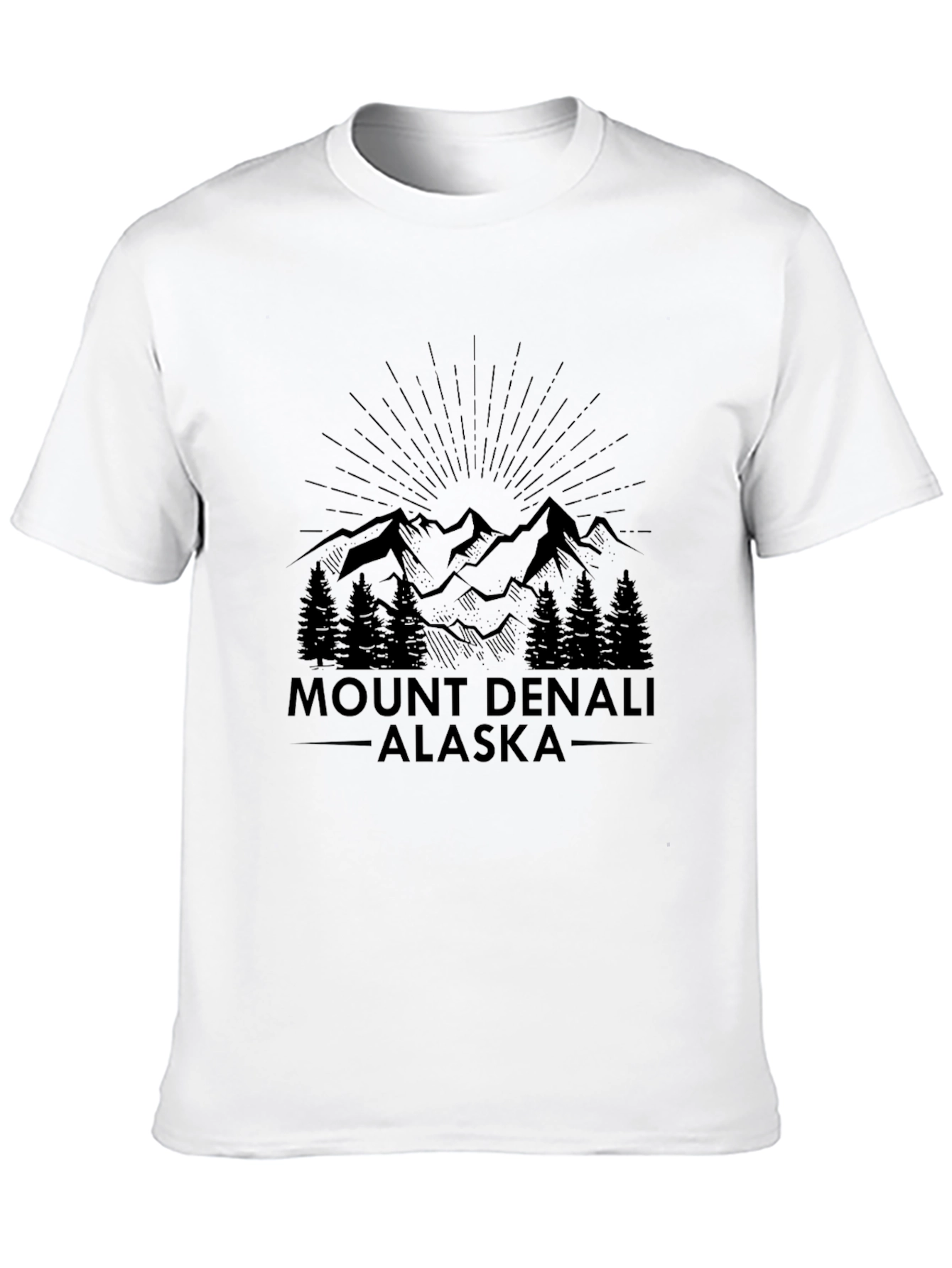 Mount Denali Alaska Black T-Shirt