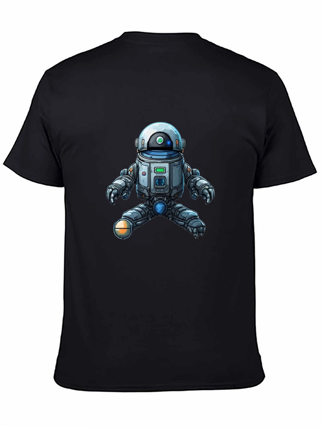 Cool Robot Graphic Tee - Black Cotton Blend