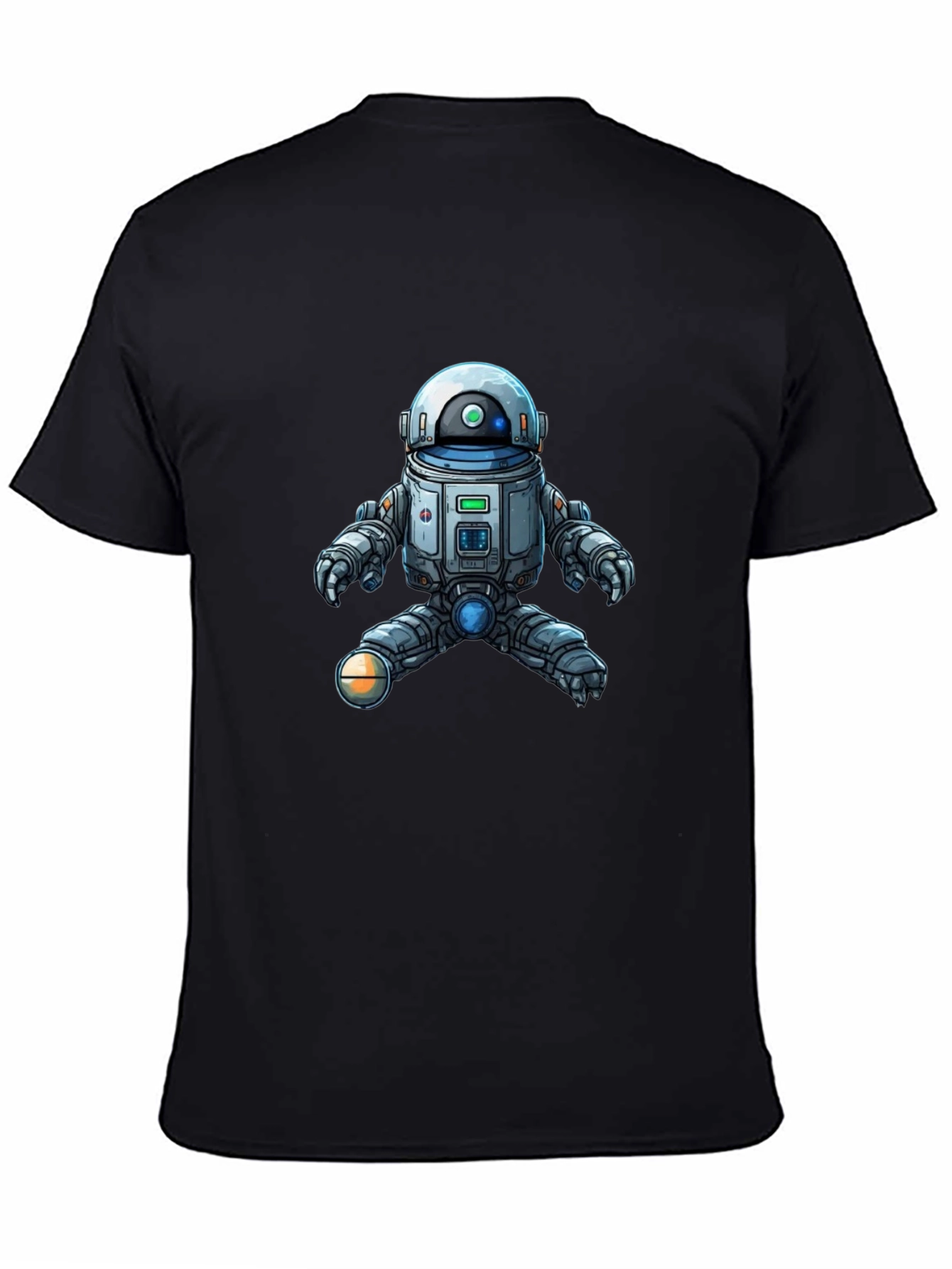 Cool Robot Graphic Tee - Black Cotton Blend