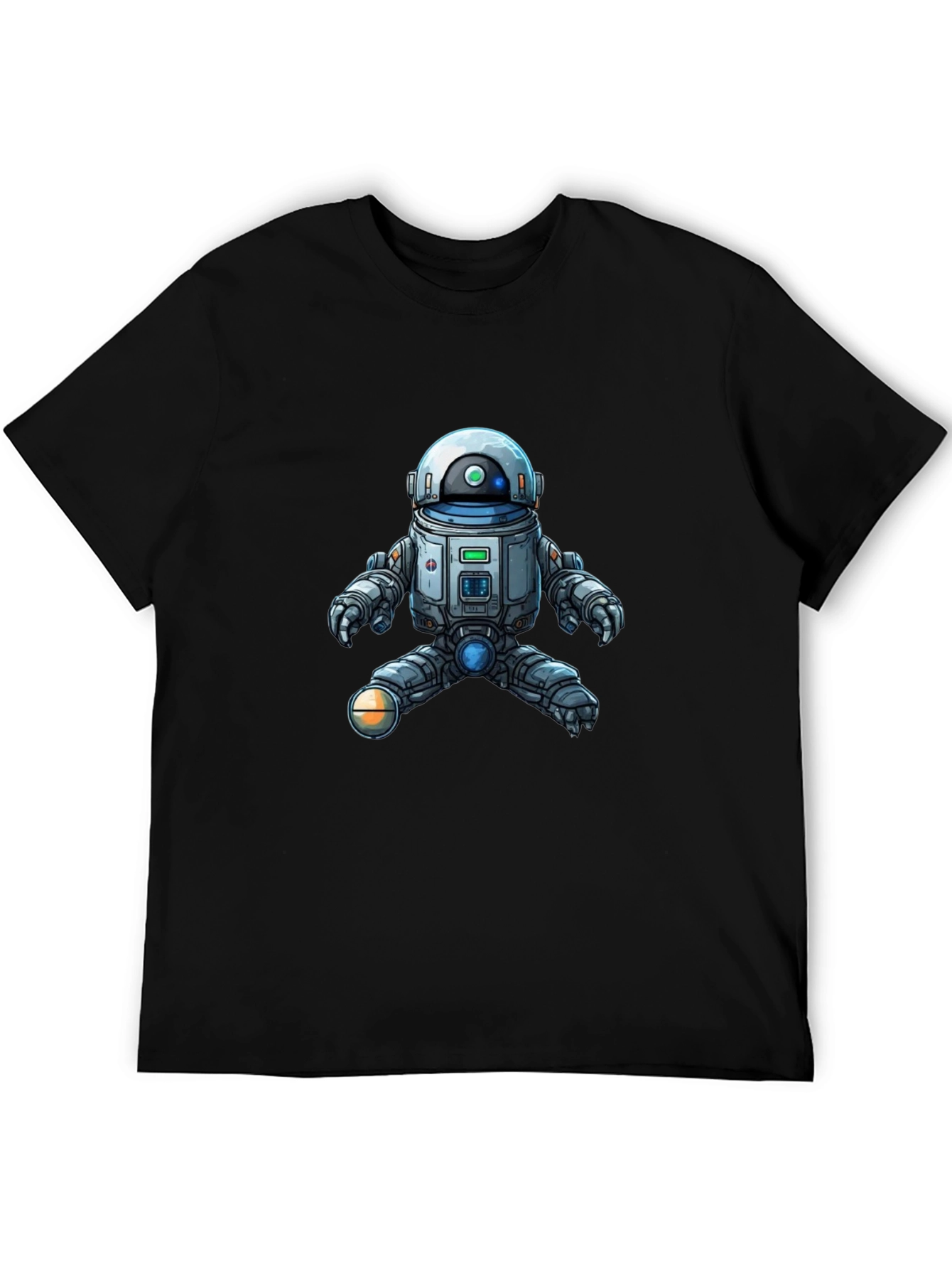 Cool Robot Graphic Tee - Black Cotton Blend
