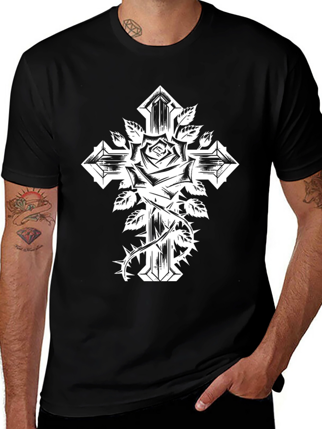 Rose and Cross Graphic Tee